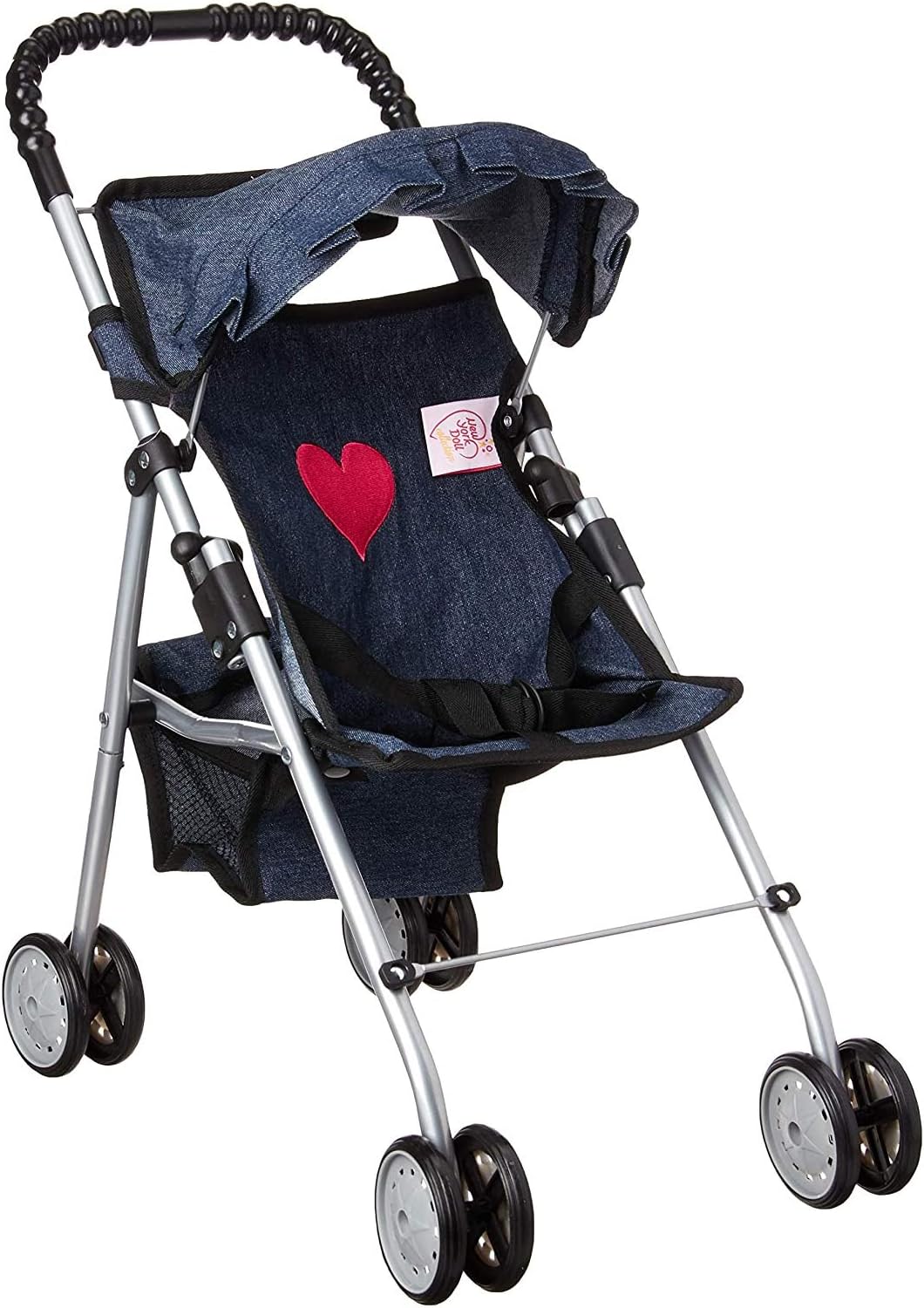 My First Doll Stroller Denim for Baby Doll — Hood, Seat Belt & Foldable Design