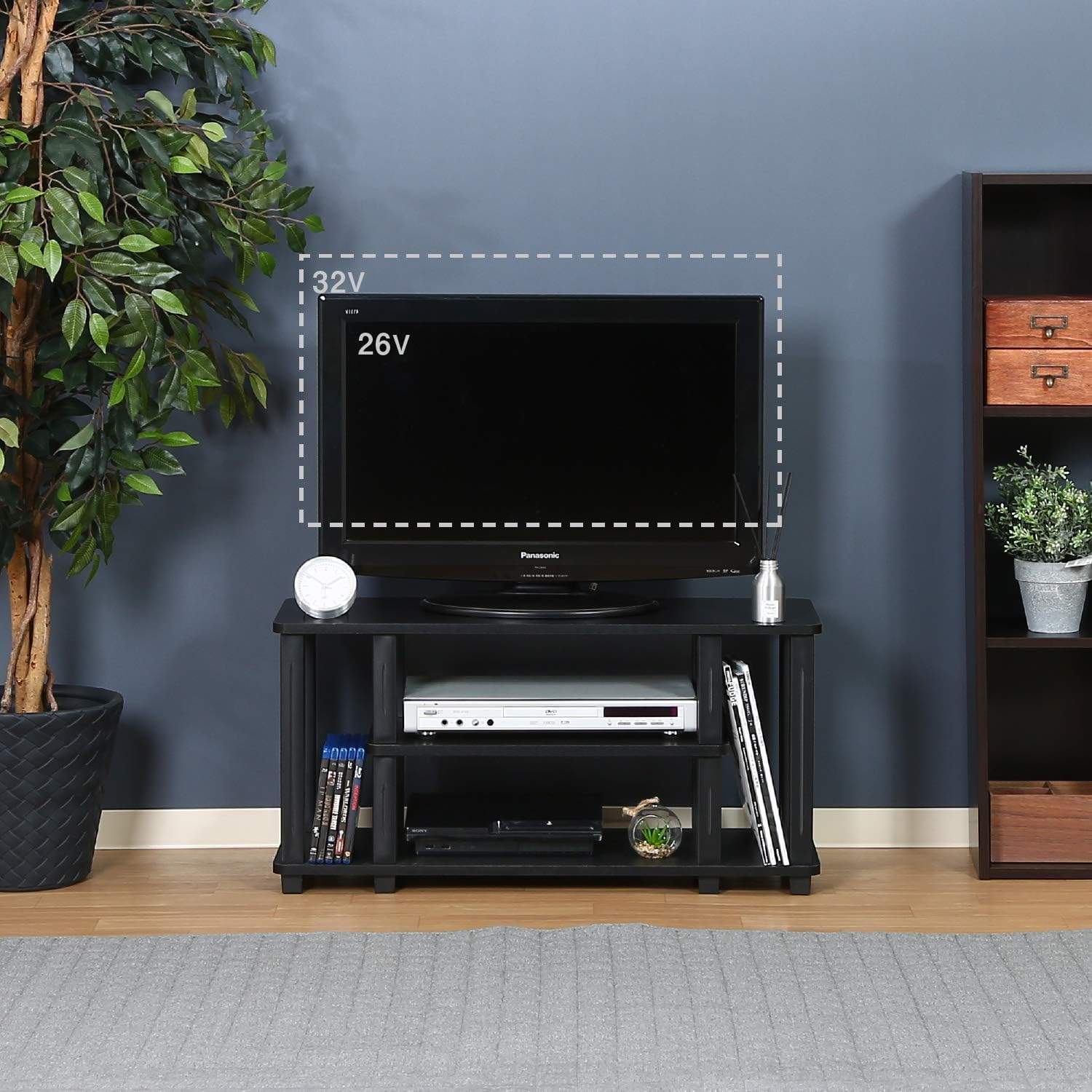 Detalle 2 de 不二貿易 フィット 99912 テレビ台 32型対応 幅80cm 工具不要組立 ブラウン×ブラック