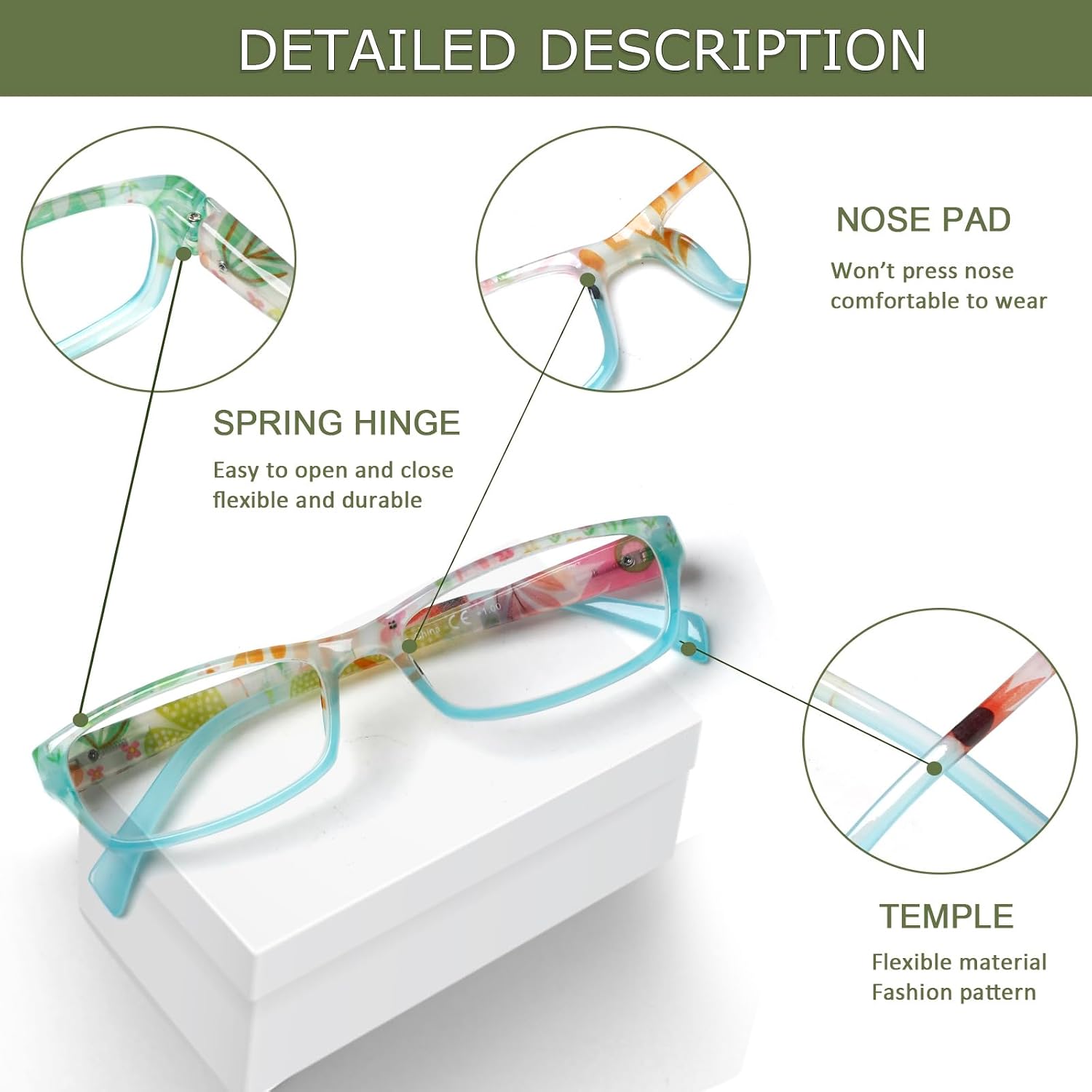 Thumbnail 3 de COJWIS 6er Pack Lesebrille mit Blaulichtfilter – Damen, Federscharnier, UV-Schutz