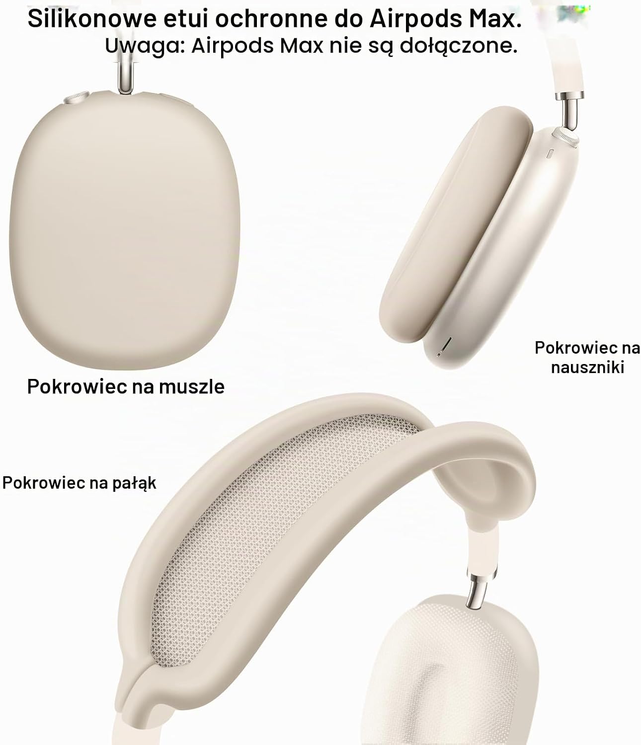 Detalle 2 de Ainiv silikonowe etui 3 w 1 do AirPods Max, Starlight
