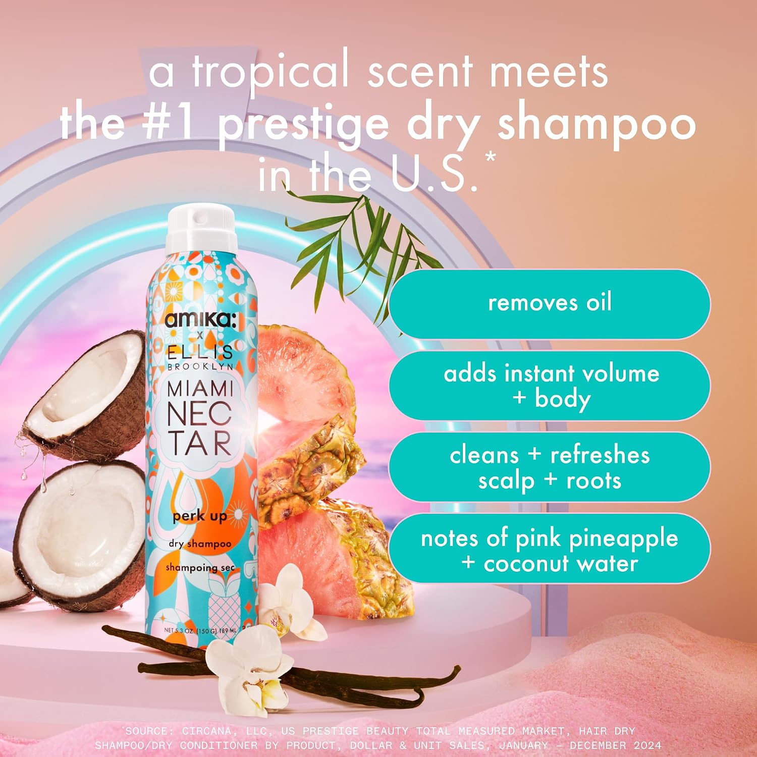 Detalle 2 de Amika Perk Up Talc-Free Dry Shampoo with Pink Pineapple + Coconut Water Scent