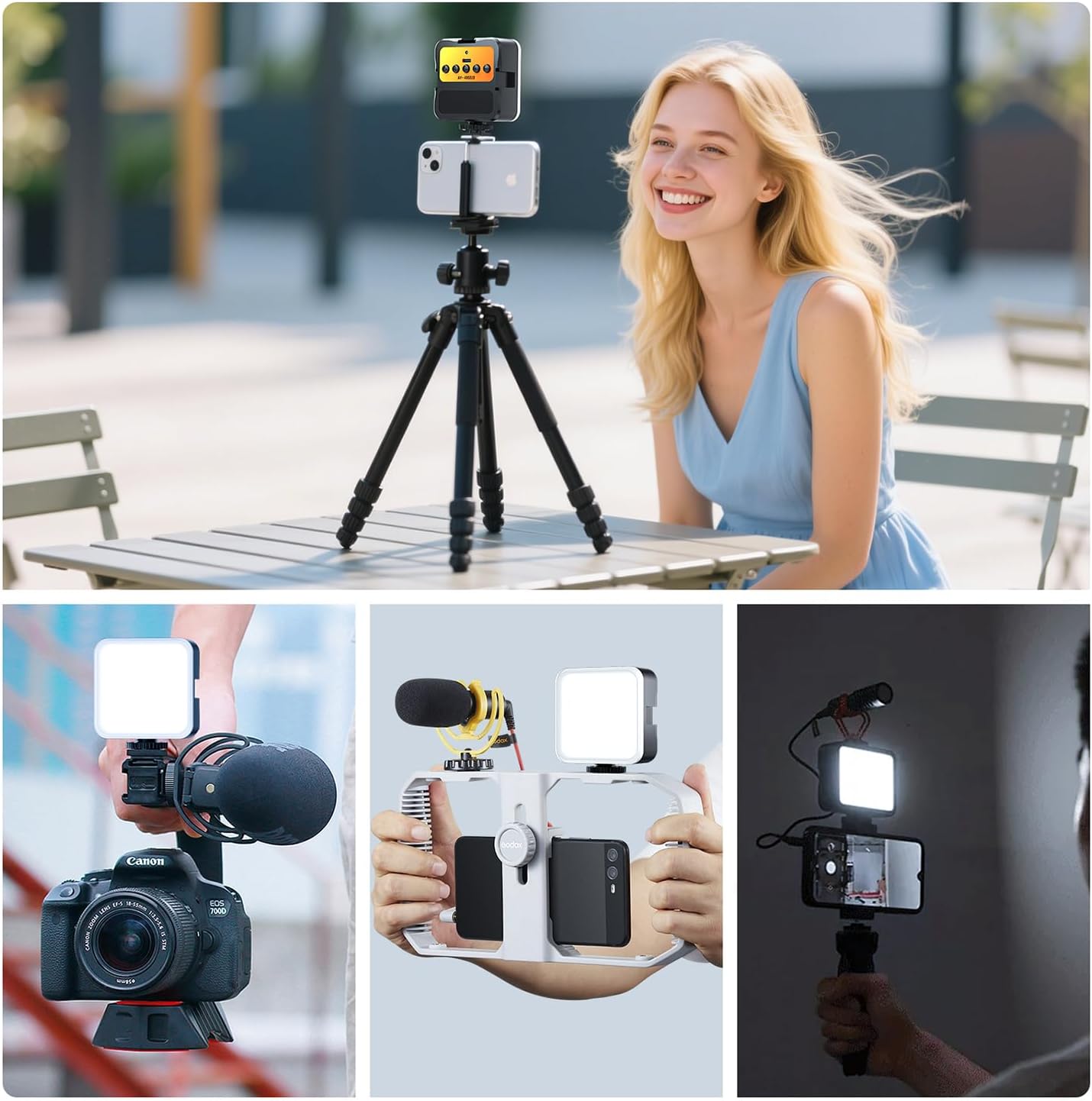 Detalle 2 de DUIDESHI Cold Shoe Camera Light: 3200K–5600K CRI95, 3 Cold Shoe Mounts, USB-C Rechargeable