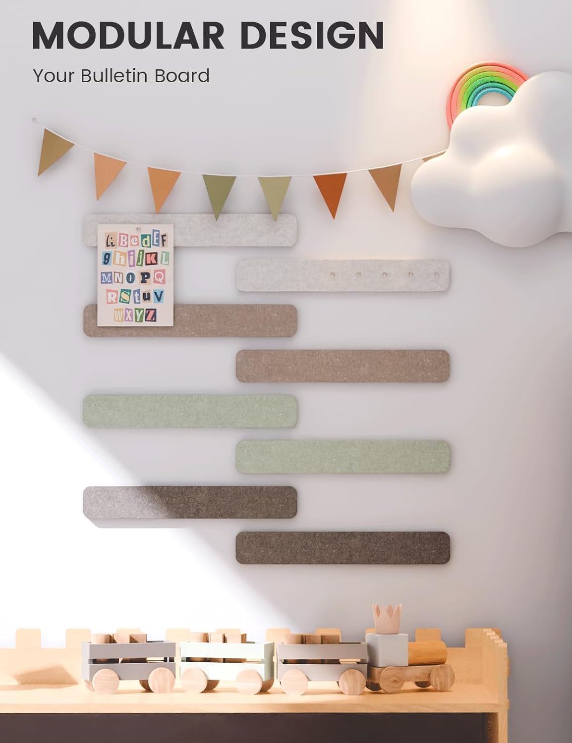 Thumbnail 2 de Fluxynara Cork Board Alternative Felt Strip Board 8-Pack (33x5 cm) – Linen Dusk