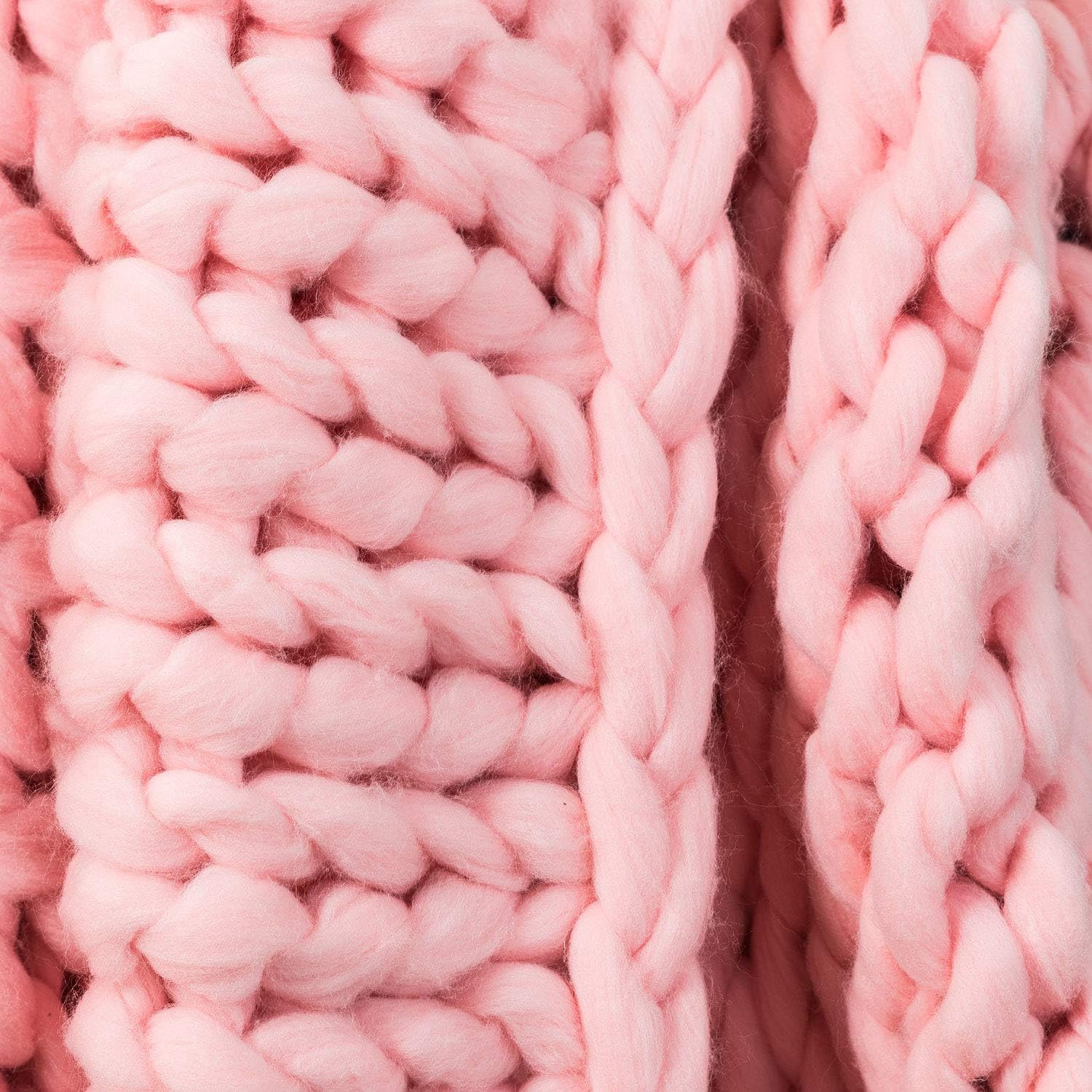 Detalle de Feluna Chunky Knit Blanket, 180 x 120 cm Pink Polyester Throw