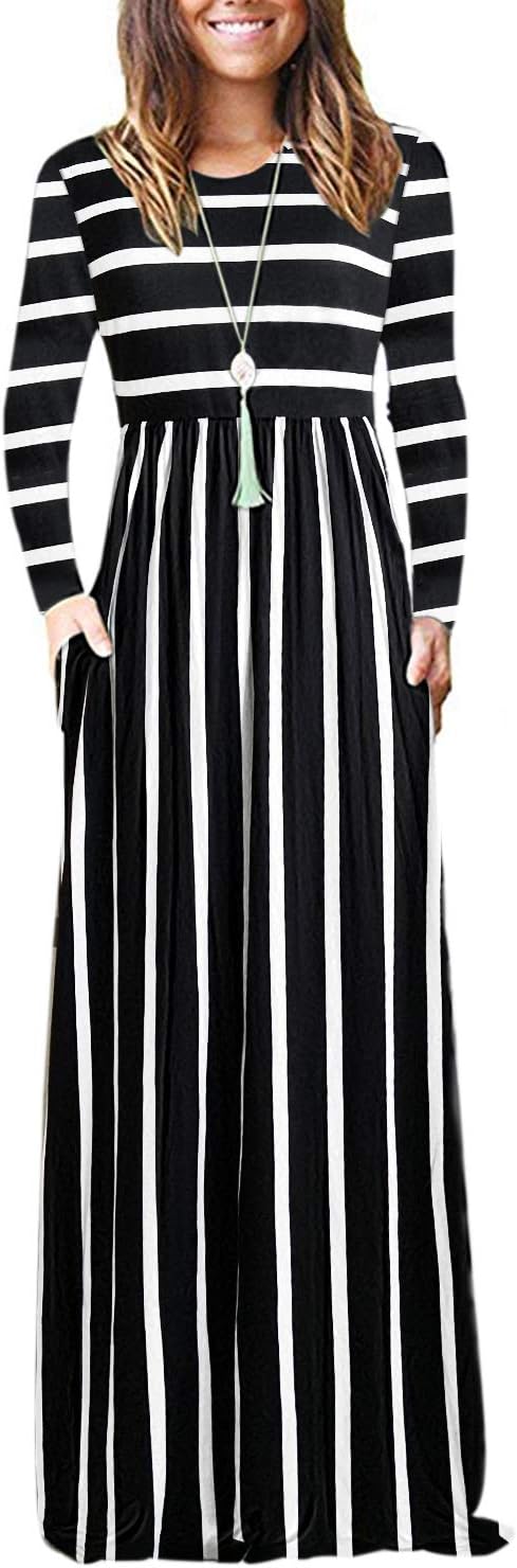 Detalle de AUSELILY Women's Long Sleeve Maxi Dress with Pockets