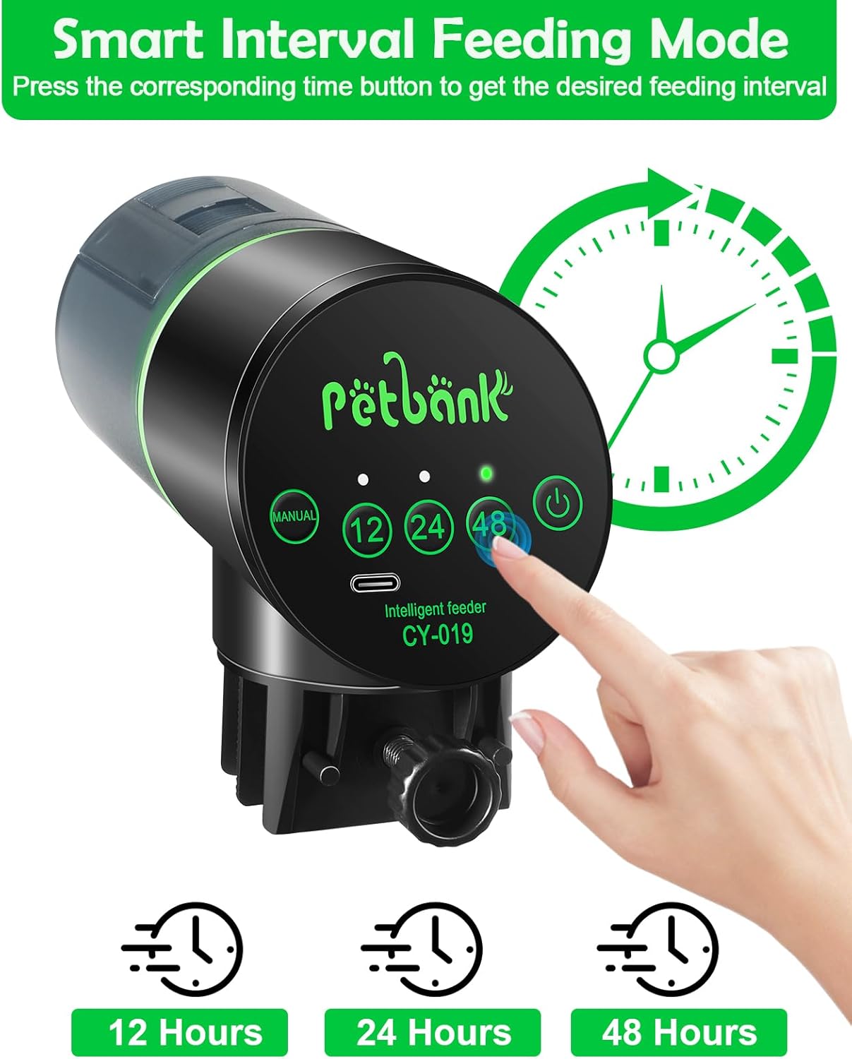 Detalle de Petbank Automatic Aquarium Feeder – Auto Fish Food Dispenser (Rechargeable, USB)