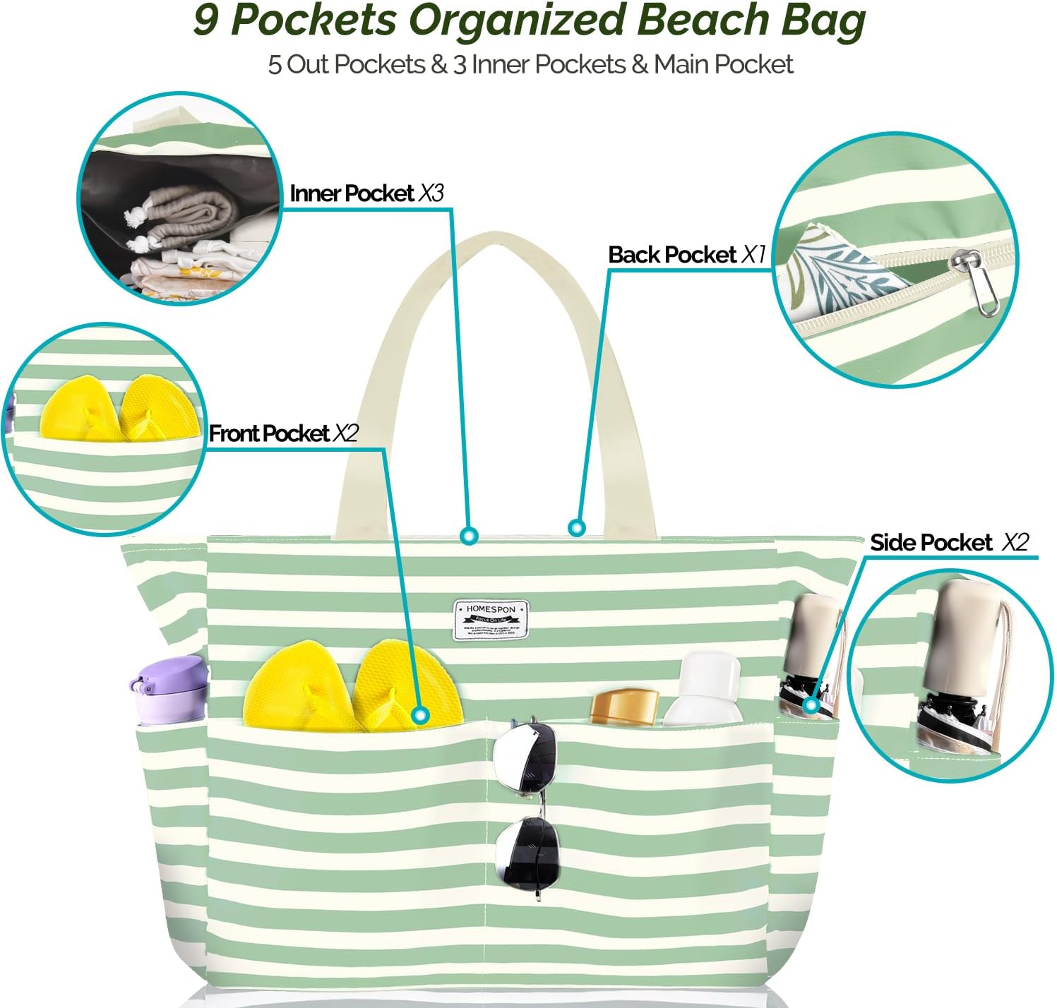 Thumbnail 6 de HOMESPON Waterproof Beach Tote Bag 45cm