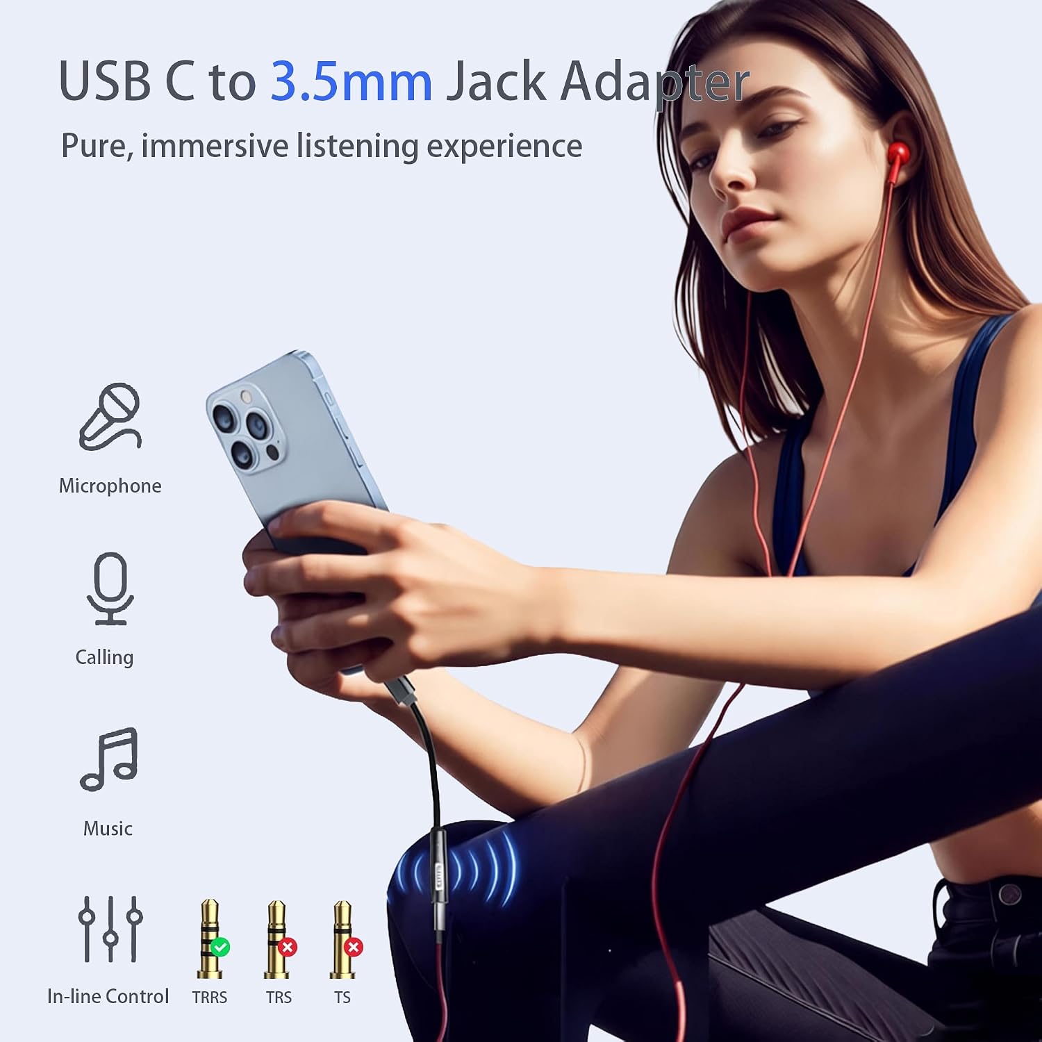 Detalle de Adaptateur USB‑C vers prise jack 3,5 mm YISH avec DAC Hi‑Fi — Compatible iPhone, Galaxy, Pixel et MacBook