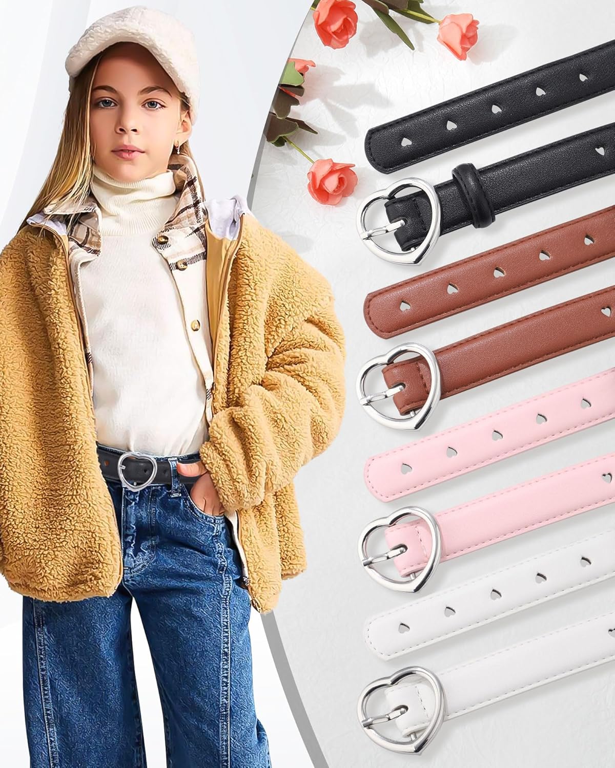 Thumbnail 4 de Coubeau 2 Pezzi Cintura Bambino Elastica Intrecciata con Cuore – Regolabile