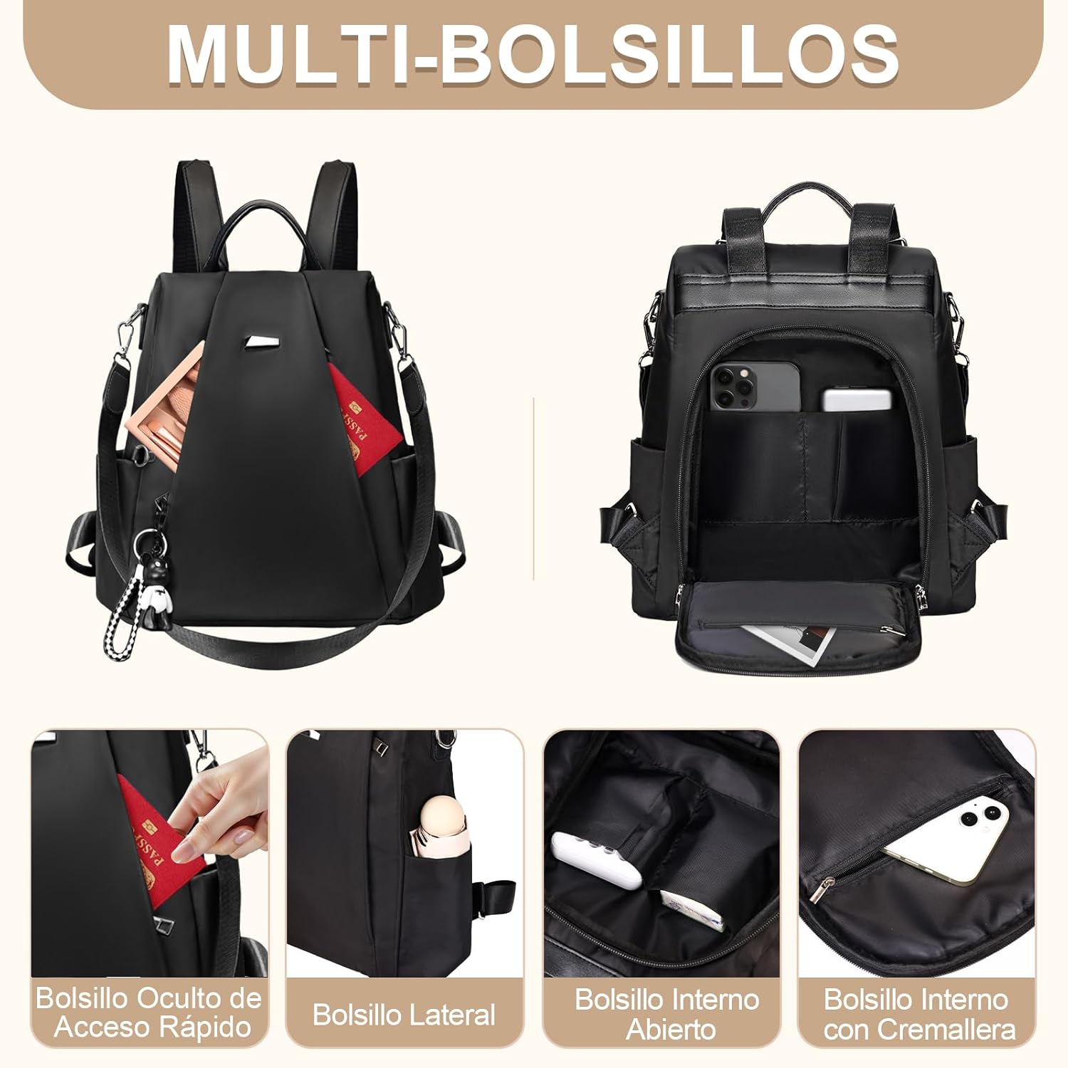 Thumbnail 3 de Eshow Mochila Antirrobo para Mujeres y Chicas 🎒 Multifuncional