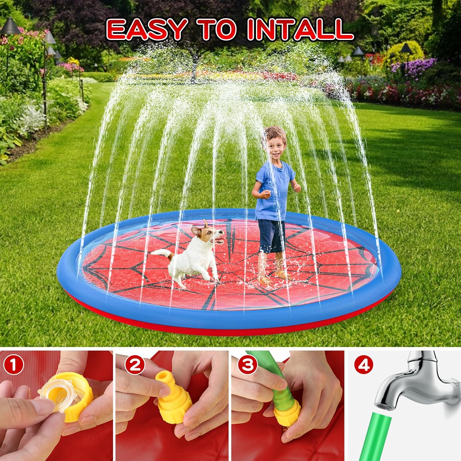 Thumbnail 4 de Growsland Non Slip Splash Pad for Kids and Dogs, 67'' Extra Large Outdoor Sprinkler