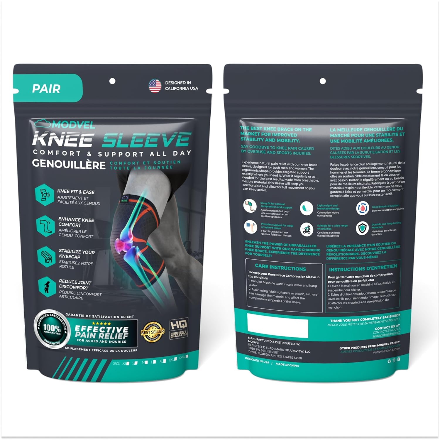Thumbnail 6 de Modvel Compression Knee Sleeves (2-Pack) for Running Pain Relief – Unisex