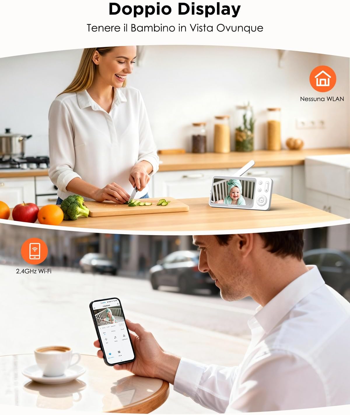 Thumbnail 1 de YESIMOM Baby Monitor versione aggiornata 2K con schermo IPS da 5" e controllo app, PTZ 360°