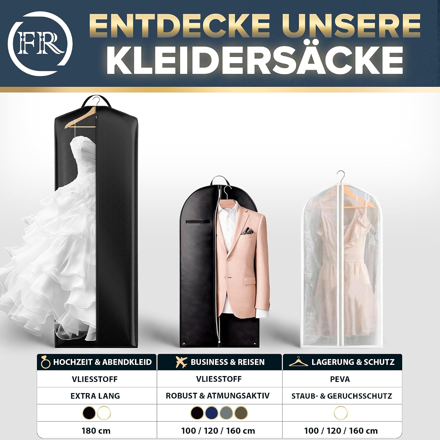 Detalle 2 de FiRiO Premium Kleiderhülle 120x60 cm – 2 Stück, mottensicher, atmungsaktiv, wasserfest, transparent