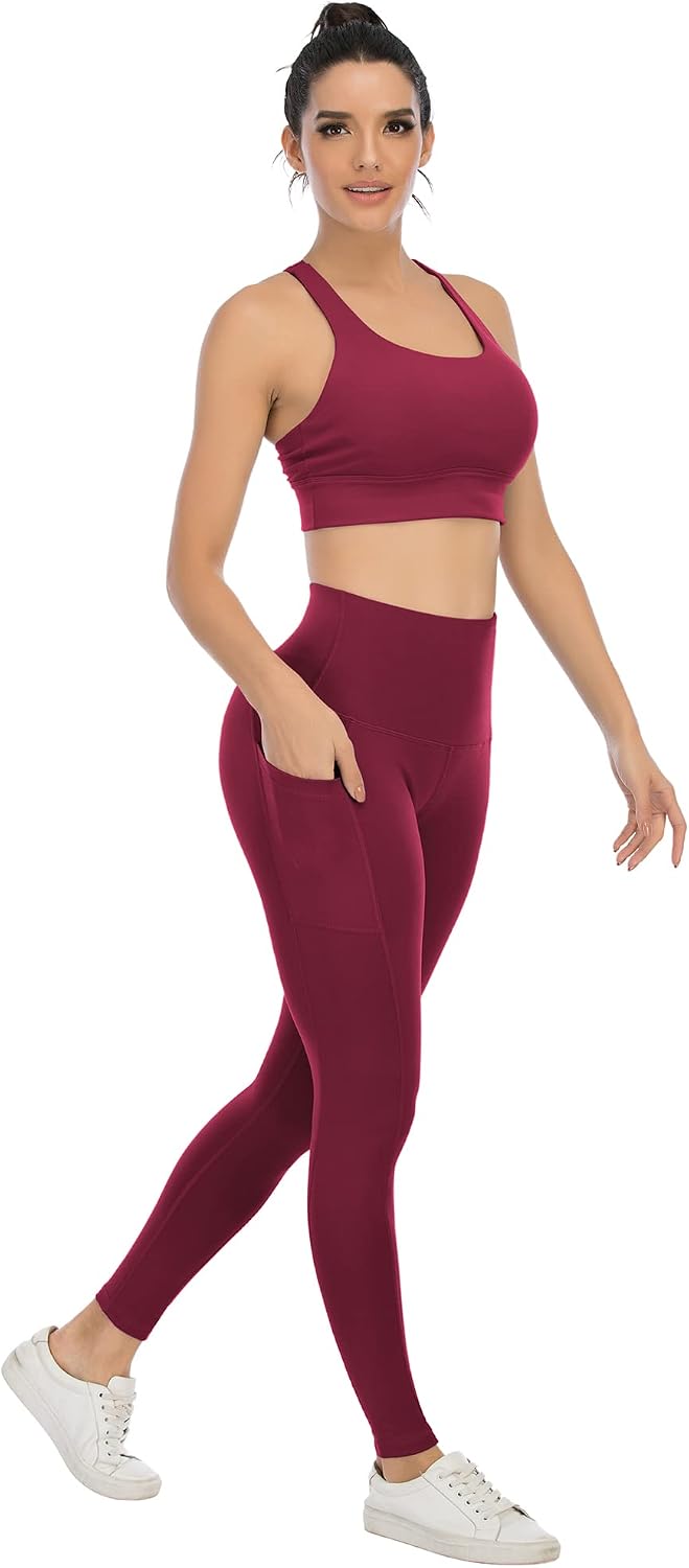 Detalle de YOUNGCHARM 4-Pack High-Waist Leggings with Pockets (Tummy Control) for Women