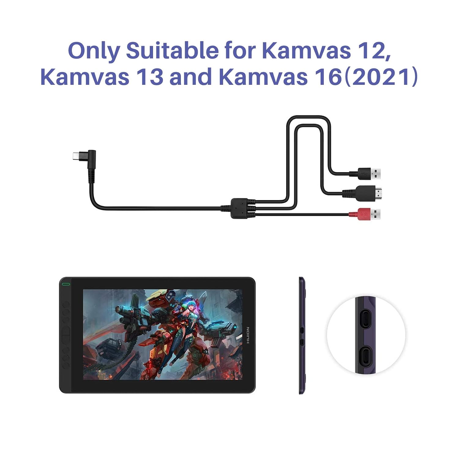 Thumbnail 5 de HUION CB05A 3-in-1 Cable for Kamvas 12, 13 and 16 (2021), 1.5 m