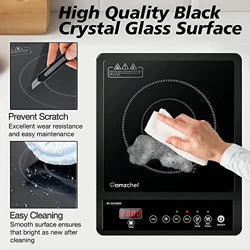 Detalle 2 de AMZCHEF Single Induction Hob: Portable, Versatile Cooking Helper