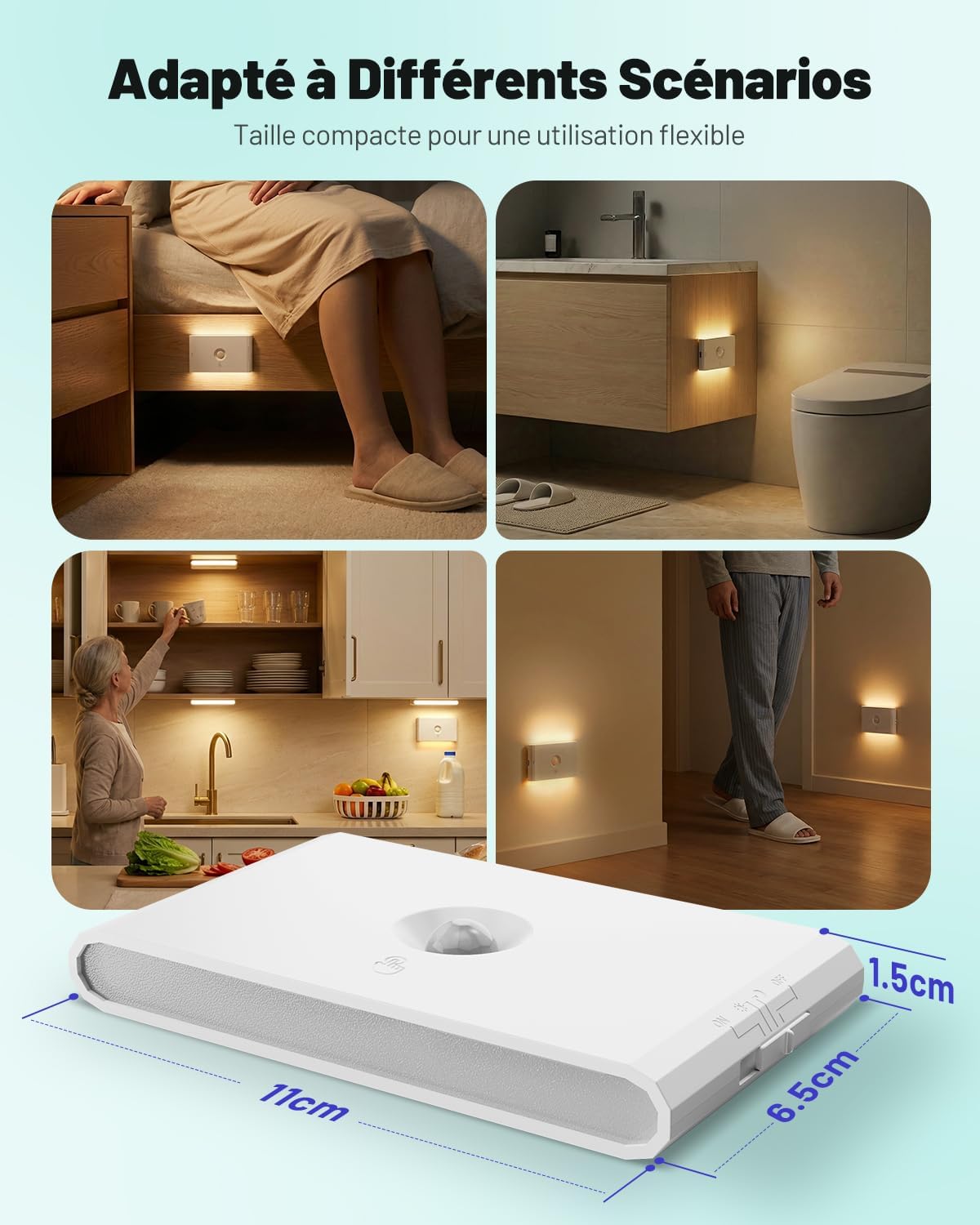 Thumbnail 6 de Dinoho DL0901111 oplaadbare led-nachtlampjes met bewegingssensor, 2 stuks