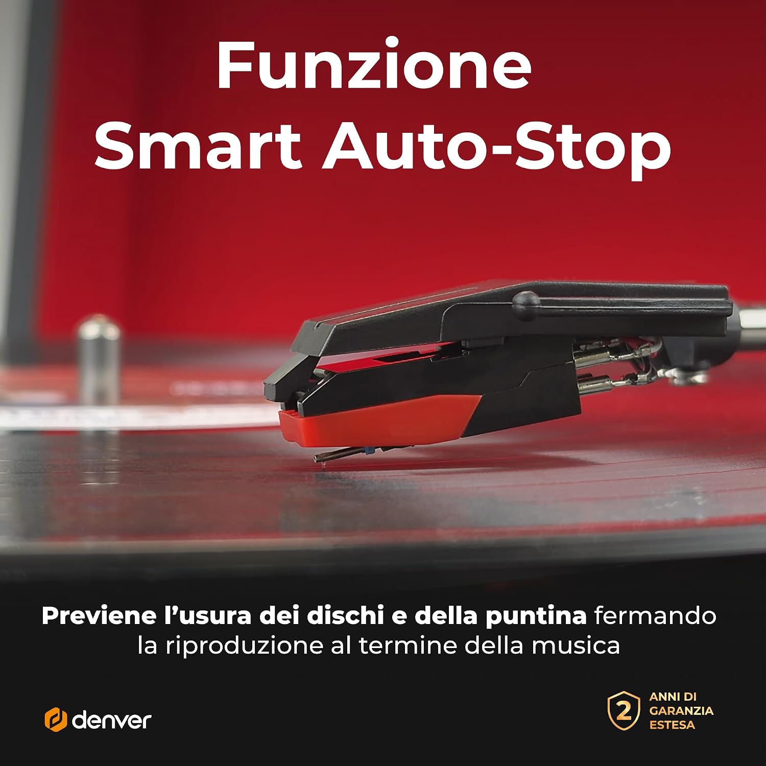 Detalle 2 de Giradischi Denver VPL-120BLACK design valigia: 3 velocità, altoparlanti integrati e USB