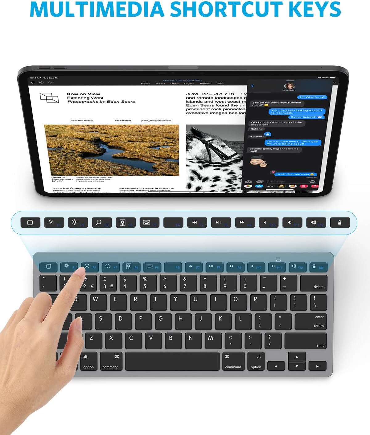 Thumbnail 2 de OMOTON Bluetooth Wireless Keyboard for iOS (UK QWERTY) – Space Grey