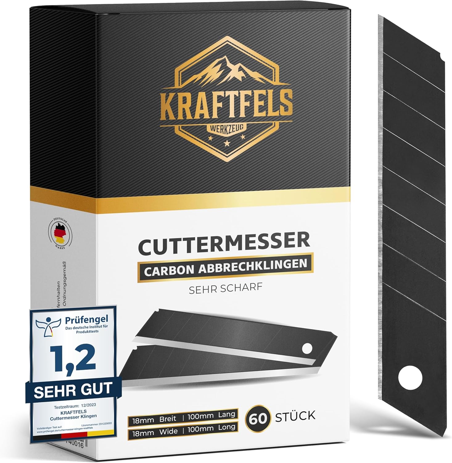 KRAFTFELS 60x Cuttermesser Klingen 18mm