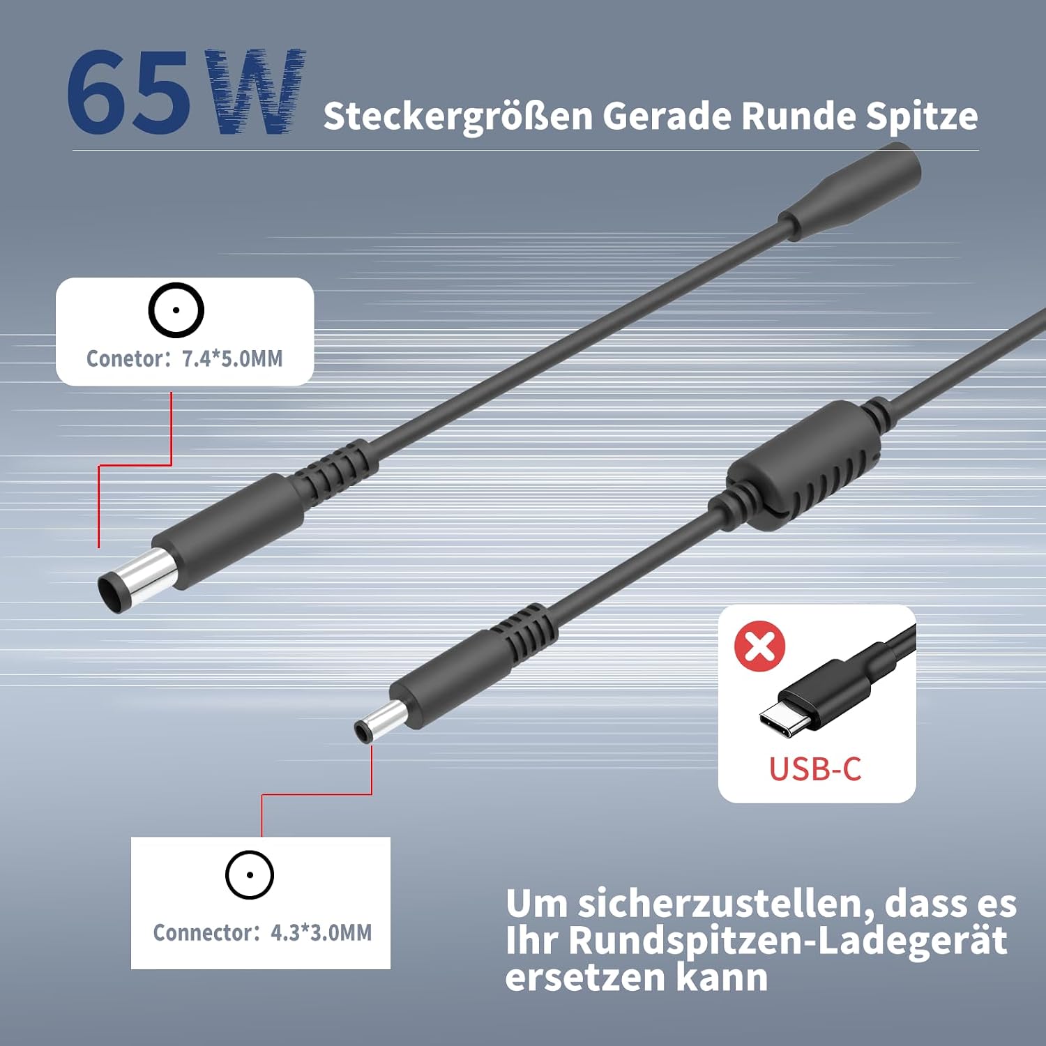 Detalle de 65W Laptop-Ladegerät kompatibel mit Dell Inspiron, Vostro und Latitude – SMMKOXOI