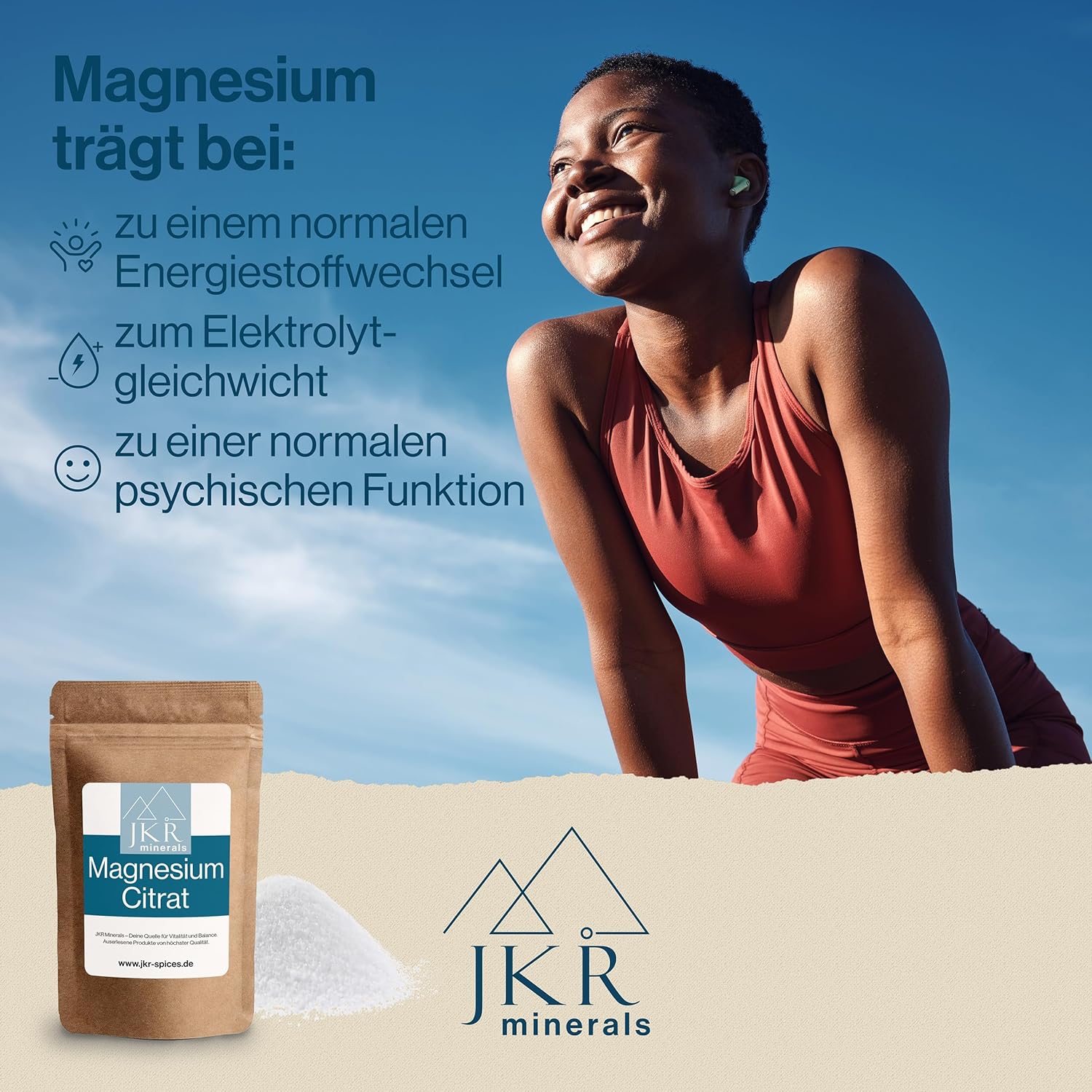 Detalle de JKR Minerals Magnesiumcitrat Pulver 450 g – Laborgeprüft, rein ohne Zusatzstoffe