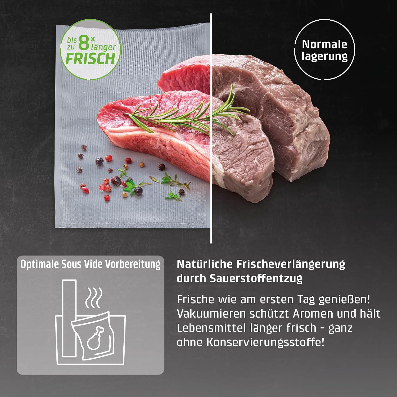 Detalle 2 de CASO 8 Sterne Profi-Vakuumfolienrollen 20 x 600 cm – 2 Rollen, BPA-frei, 150 µm