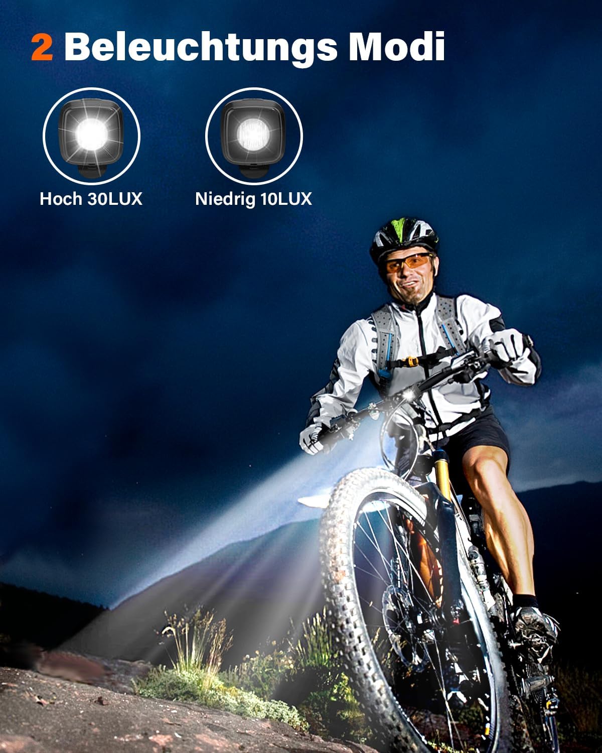 Detalle de Akdomart LED Fahrradlicht Vorne 600 mAh