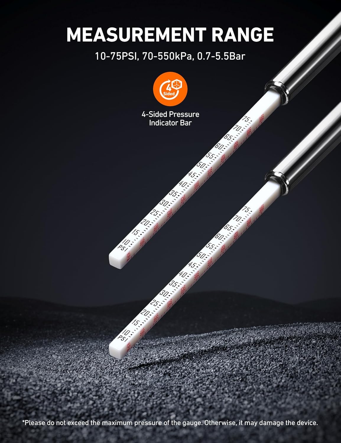 Thumbnail 2 de AstroAI Pencil Tire Pressure Gauge 2-pack 10–75 PSI