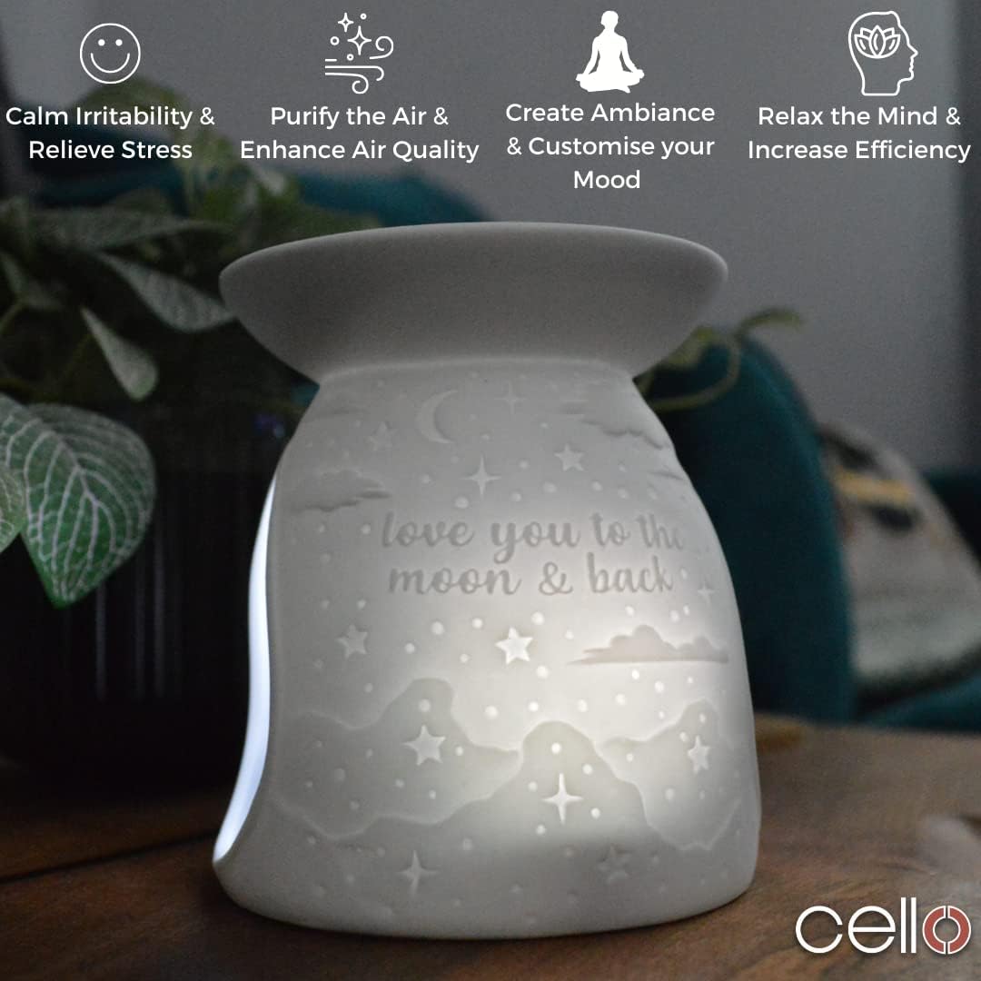 Thumbnail 5 de Cello Tealight Wax Melt & Oil Burner – Love You To The Moon Porcelain Decor