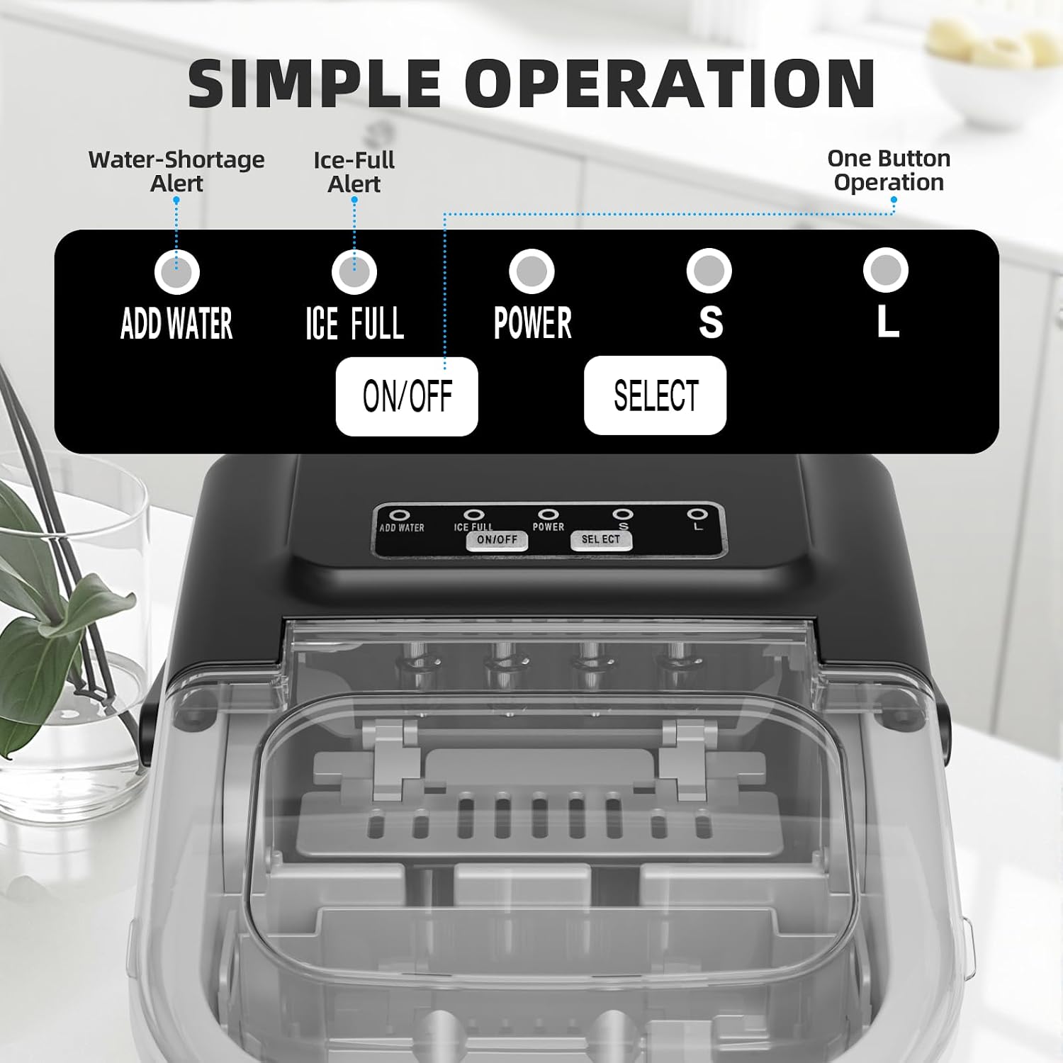 Detalle de Antarctic Star HZB-12/Q Countertop Ice Maker, 2 Ice Sizes and Self-Cleaning