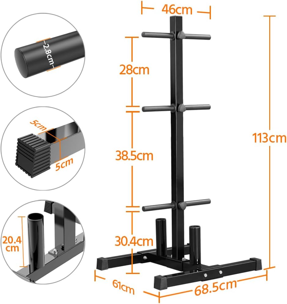 Detalle de Yaheetech rastrelliera per dischi e bilancieri in metallo con supporti regolabili (portata 400 kg)