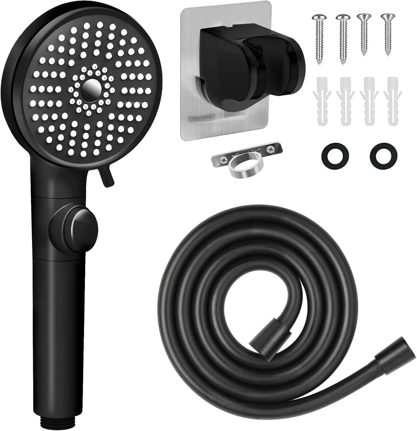 Detalle de FOCSPROD HS004 RV Handheld Shower Head, 5 Modes, 60-Inch Hose, Matte Black