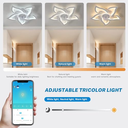 Thumbnail 6 de Ventilateur Plafond avec Lumière SWBSLL 69 cm – Design Floral, Silencieux et Éclairage Dimmable