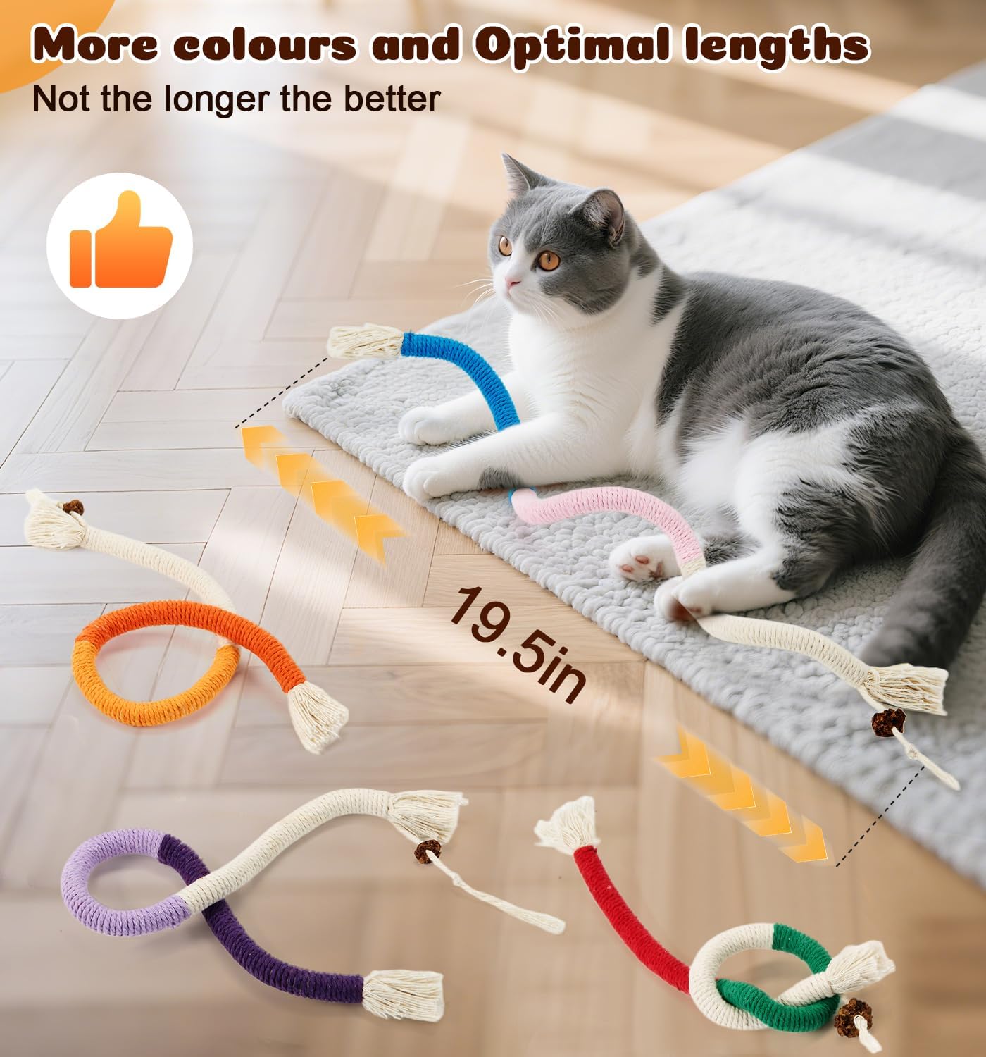 Detalle de Dgerp Cat Chew Ropes 4Pcs: Safe, Refillable Catnip Toys for Indoor Cats (19.5 Inches)
