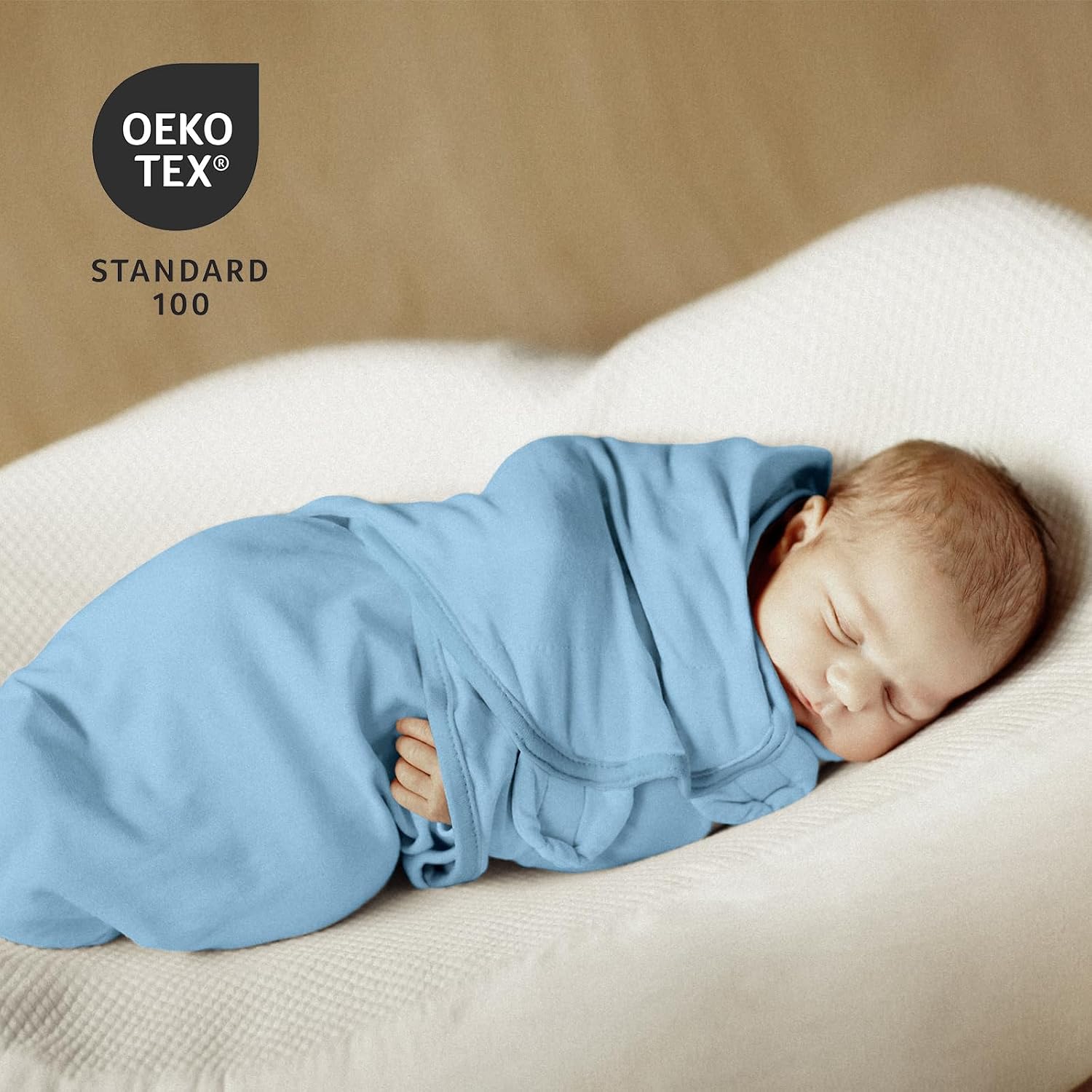 Detalle de GLLQUEN BABY Swaddle Wraps for Newborns (0–3 Months) – 3 Pack, Sky Blue, 100% Organic Cotton (Oeko-Tex Standard 100)