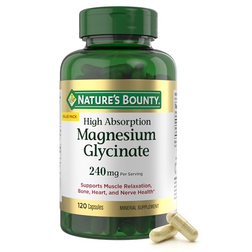 Detalle de Nature’s Bounty High Absorption Magnesium Glycinate 240 mg: Support for Muscle, Heart, Nerve & Bone Health