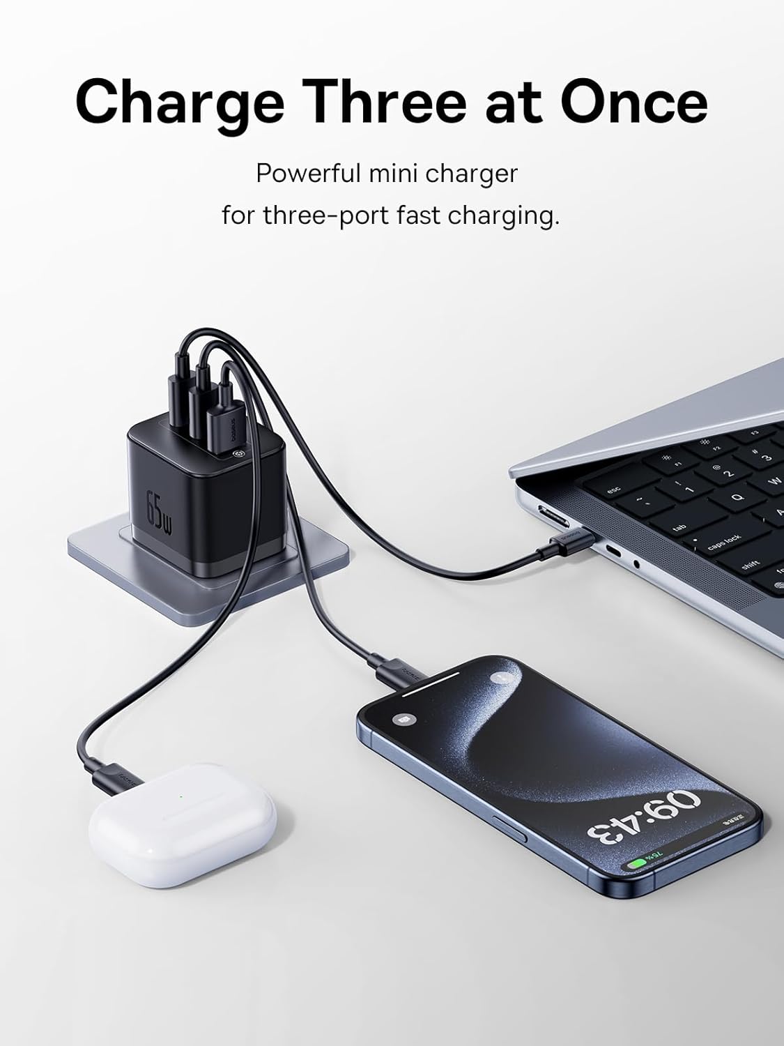 Thumbnail 3 de Baseus 65W USB‑C 3‑Port GaN Charger
