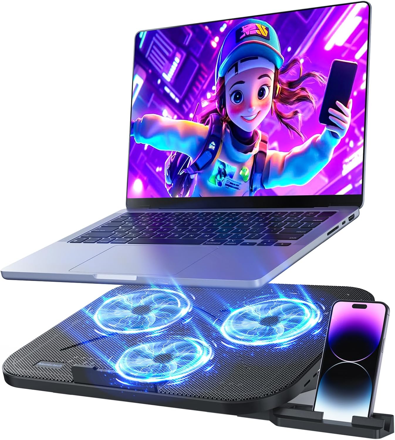 Laptop Cooling Pad with 3 Quiet Fans and 5-Level Ergonomic Stand