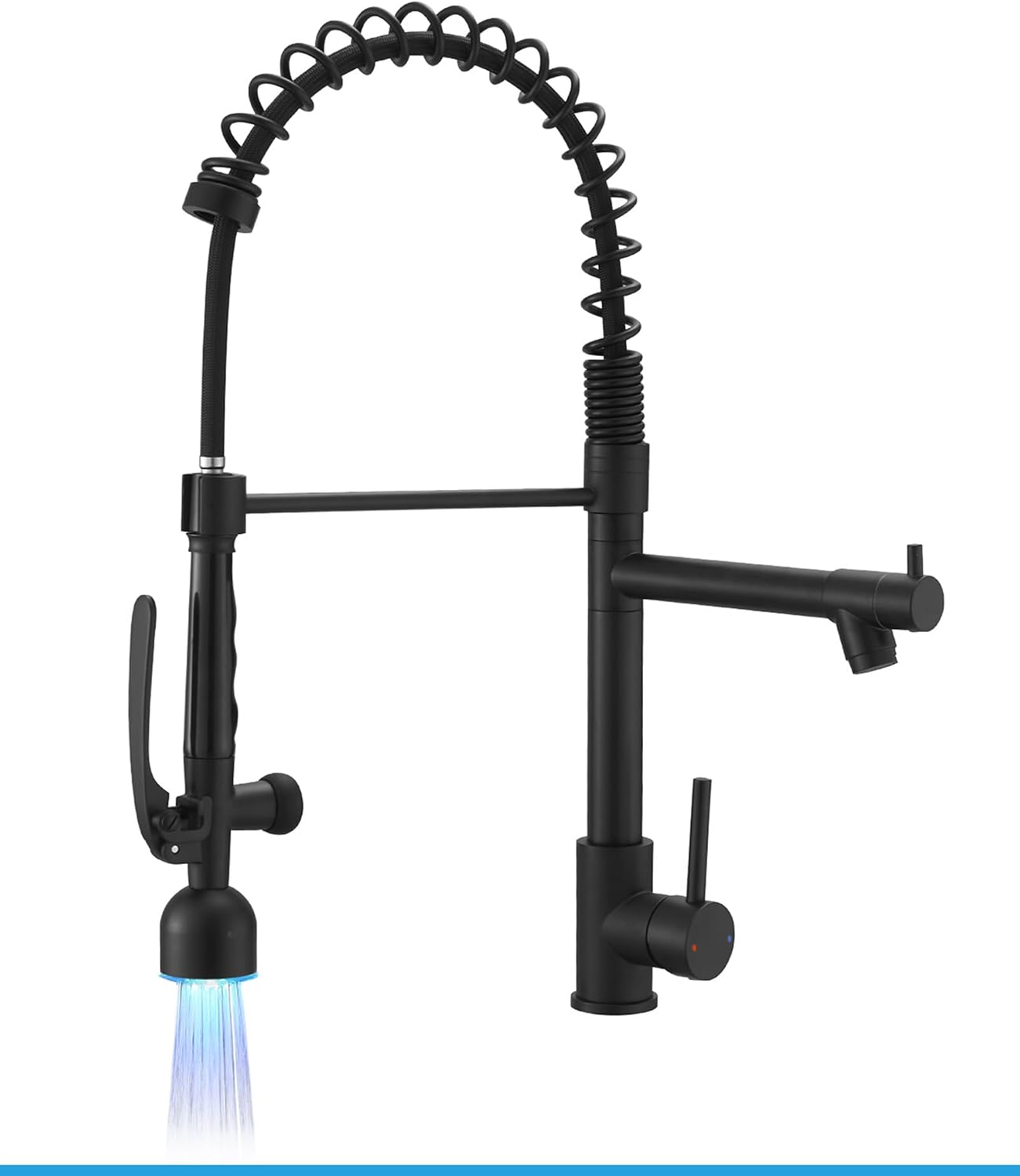 Detalle de Fapully DFA-5006B Kitchen Faucet, Matte Black Stainless Steel with LED Sprayer