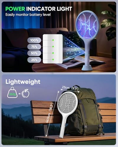 Thumbnail 6 de VIWAVE Raqueta Mosquitos Electrica 4000V: 2 en 1 con Luz UV y Base Estable