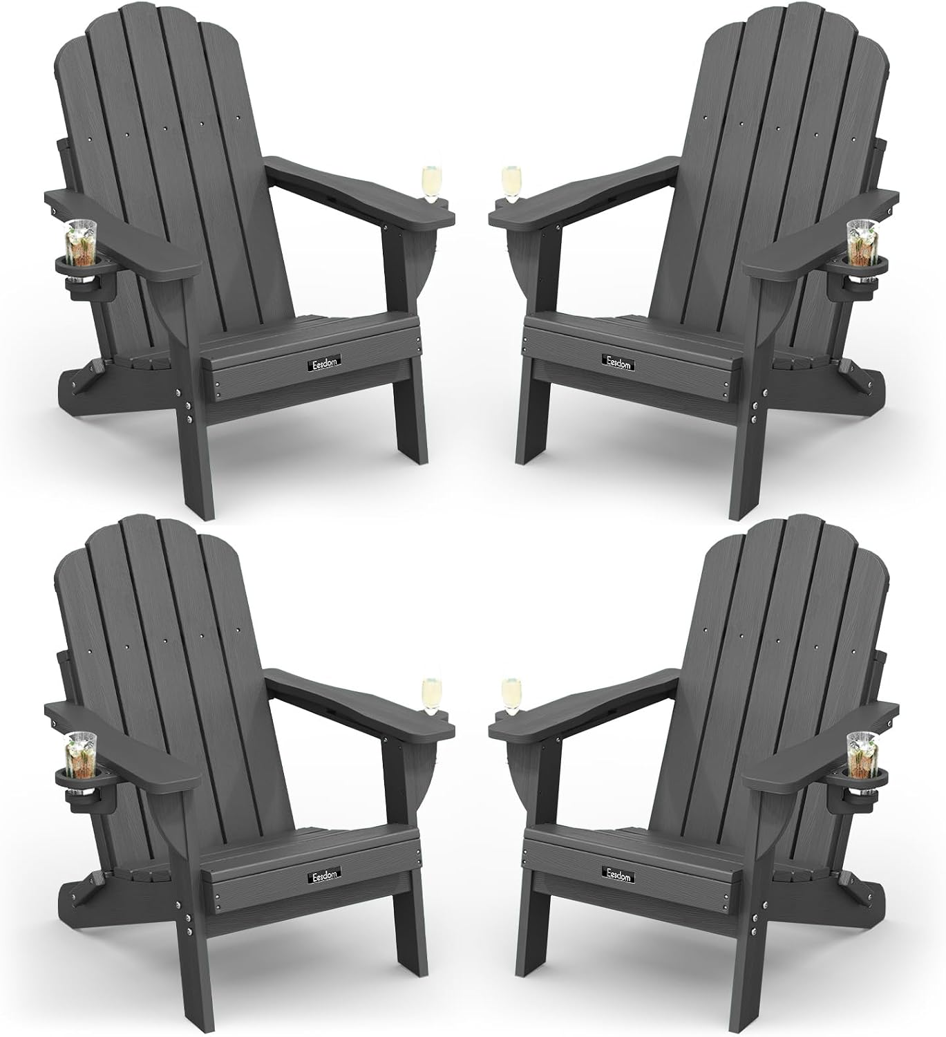 Detalle de Eesdom 3212db48-d81b-42b5-8cac-7568cfb68160 Folding Adirondack Chairs, Set of 4