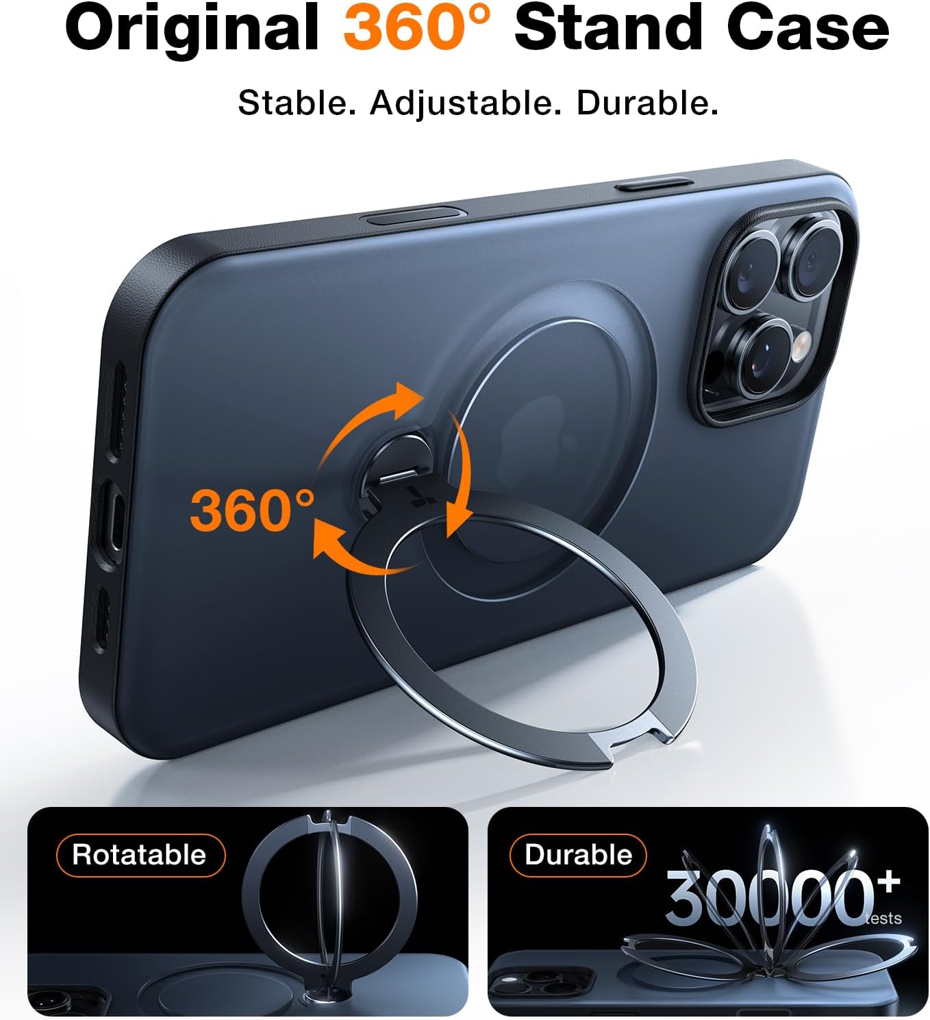 Thumbnail 1 de TORRAS Upgraded 360 Spin Magnetic Stand Case for iPhone 16 Pro
