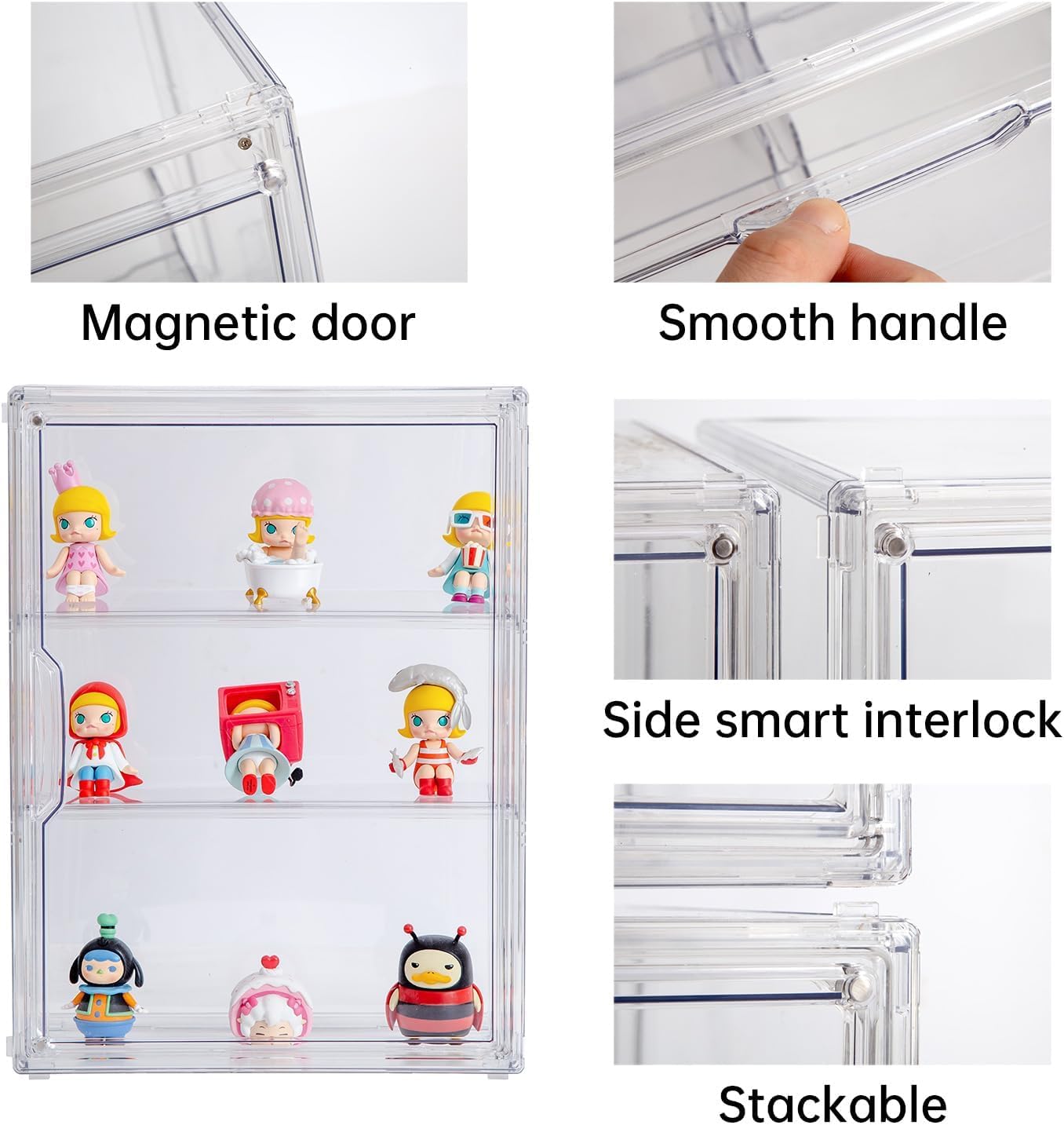 Thumbnail 2 de BOHOIDEE 3-Tier Clear Acrylic Display Case with Magnetic Door (Wall-Mounted)