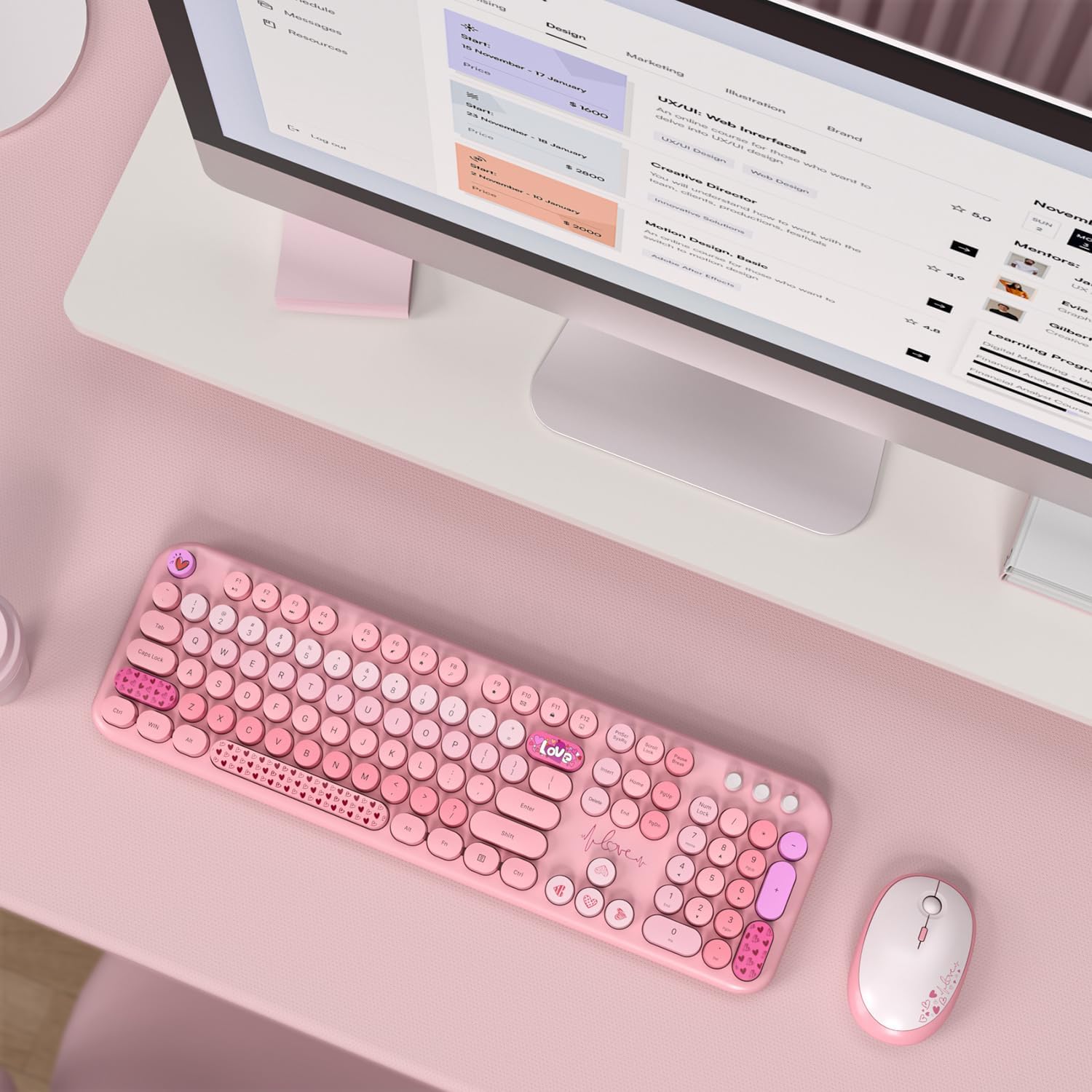 Thumbnail 6 de MOFII Wireless Keyboard and Mouse Combo – Full-Size 2.4G, Pink Colorful