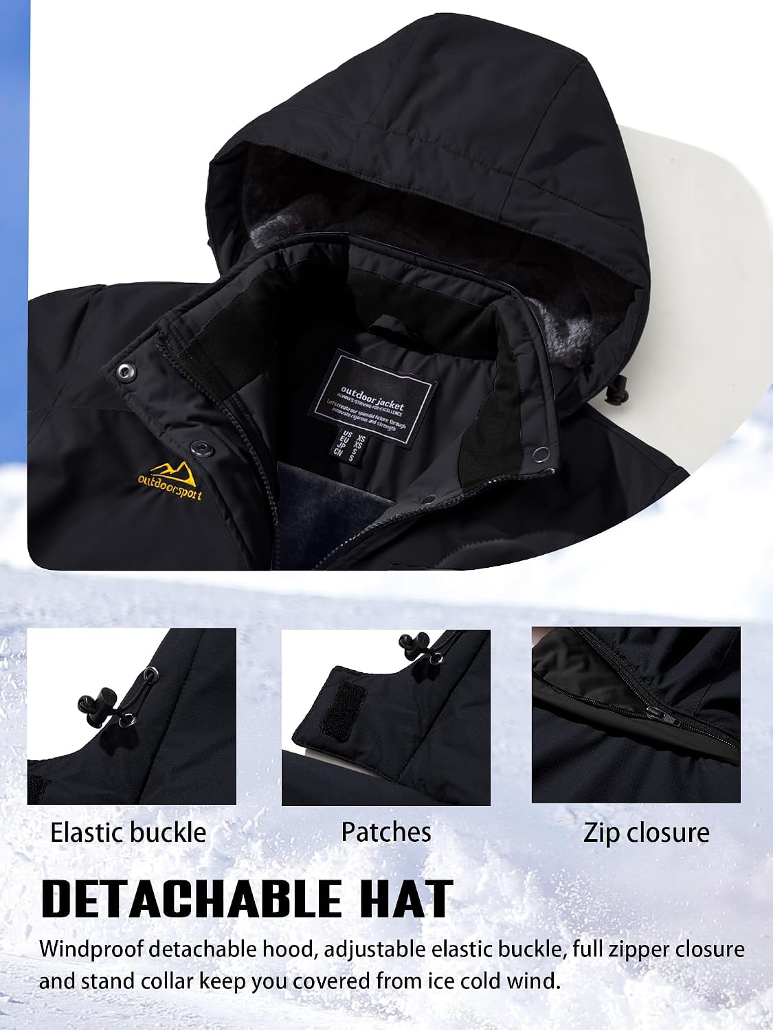 Thumbnail 5 de TACVASEN Women's Waterproof Ski Jacket with Detachable Hood