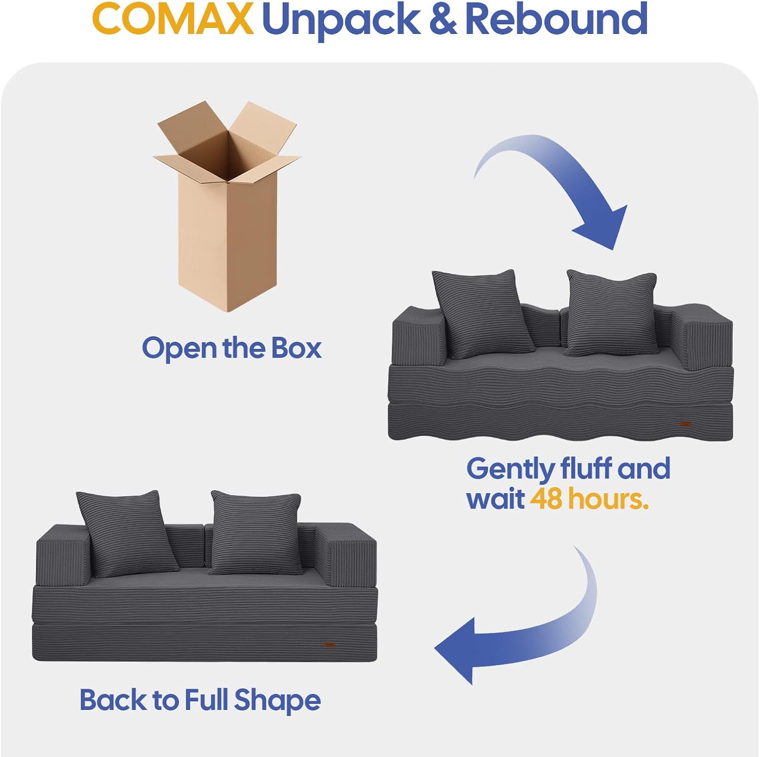 Detalle de COMAX Futon Sofa Bed 4-in-1: Space-Saving Convertible for Small Living Rooms