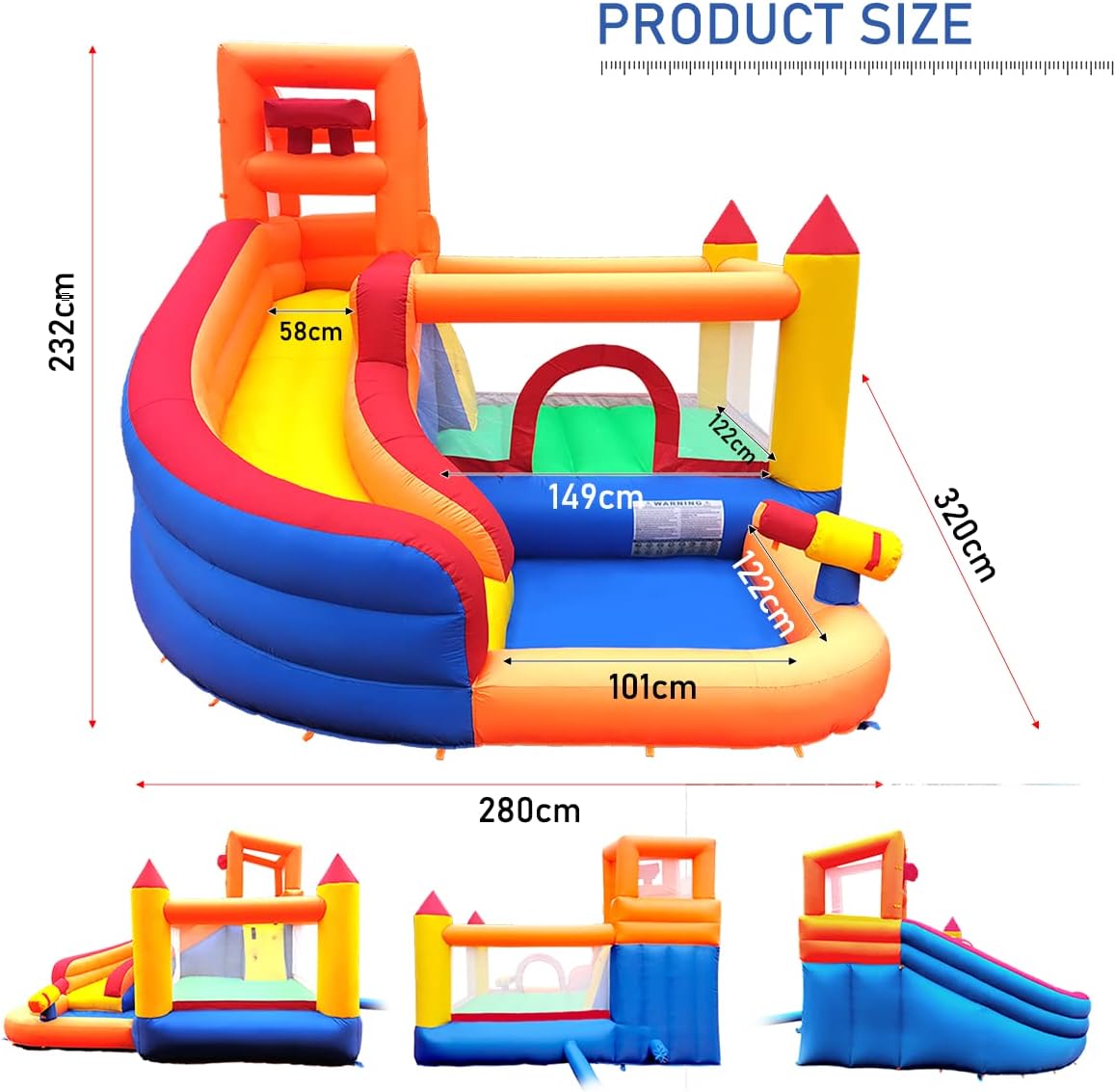 Thumbnail 5 de Ballsea Bouncy Castle: inflatable trampoline bounce house with long slide, ball pit & climbing wall