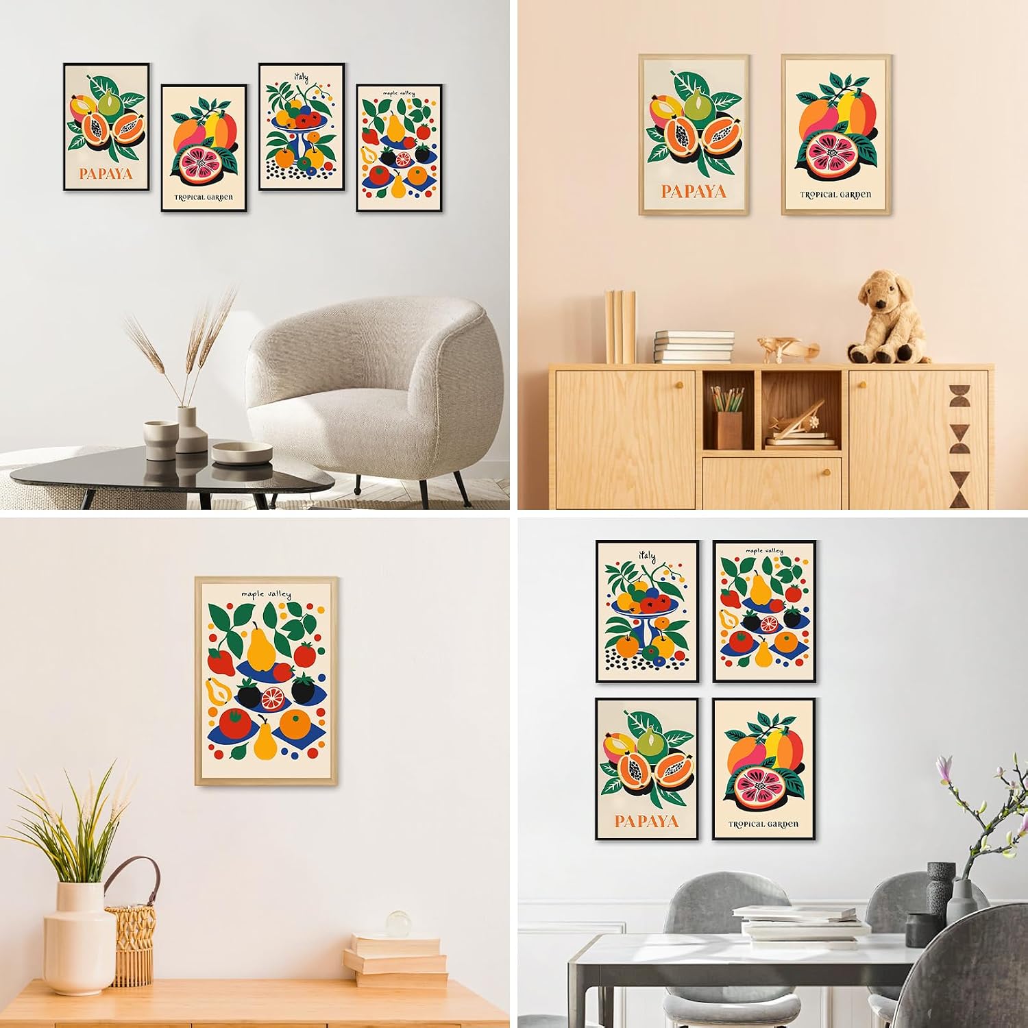 Thumbnail 6 de GEEHEIY 4 Pack Framed Paint by Numbers for Adults – Fruit Themed DIY Kit (20 x 30 cm), Includes Frames, Acrylic Paints and Accessories